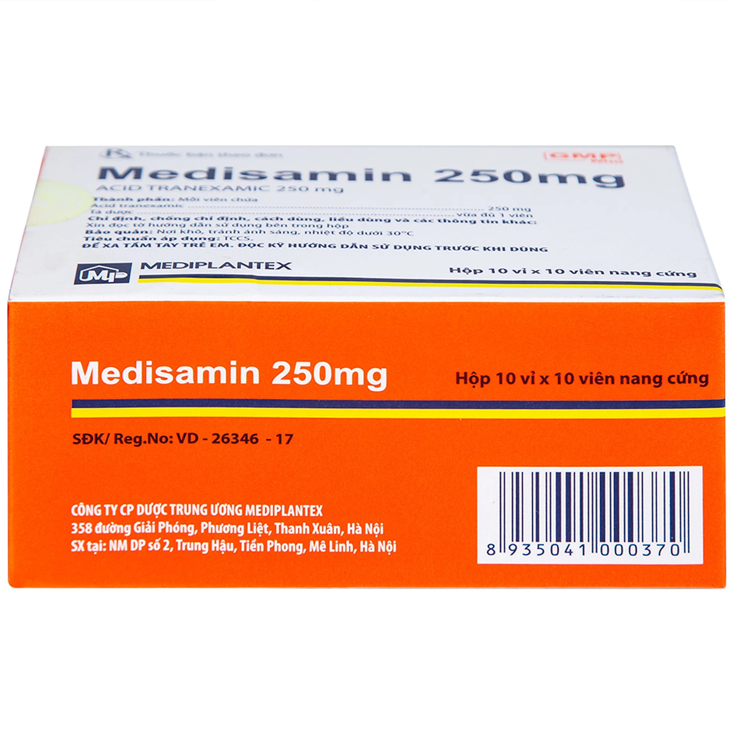 Thuốc Medisamin 250mg Mediplantex điều trị tình trạng chảy máu (10 vỉ x 10 viên) 
