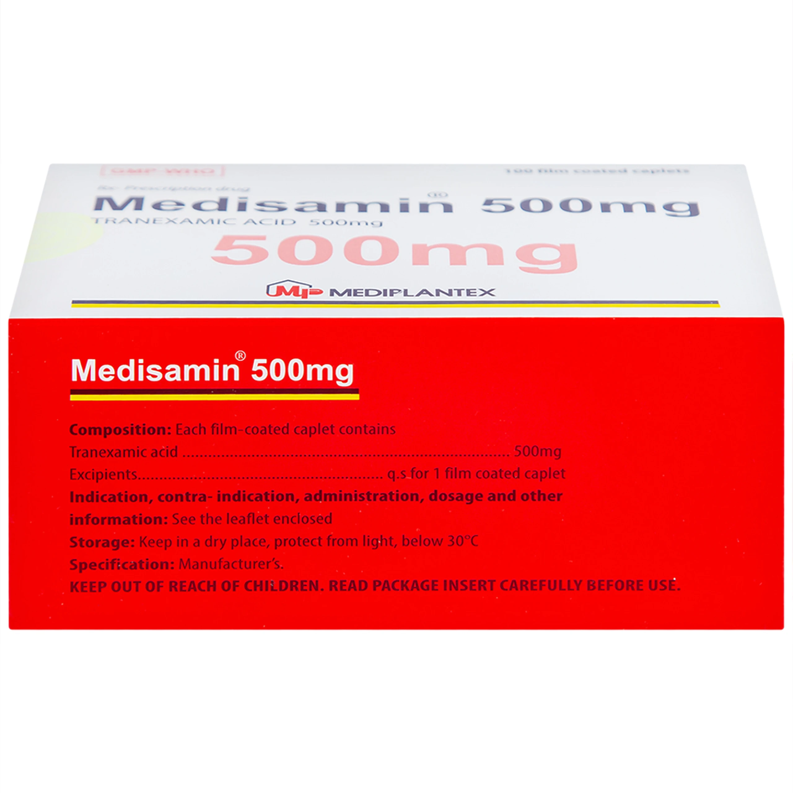 Thuốc Medisamin 500mg Mediplantex điều trị chảy máu ở bệnh ưa chảy máu, rong kinh (10 vỉ x 10 viên) 