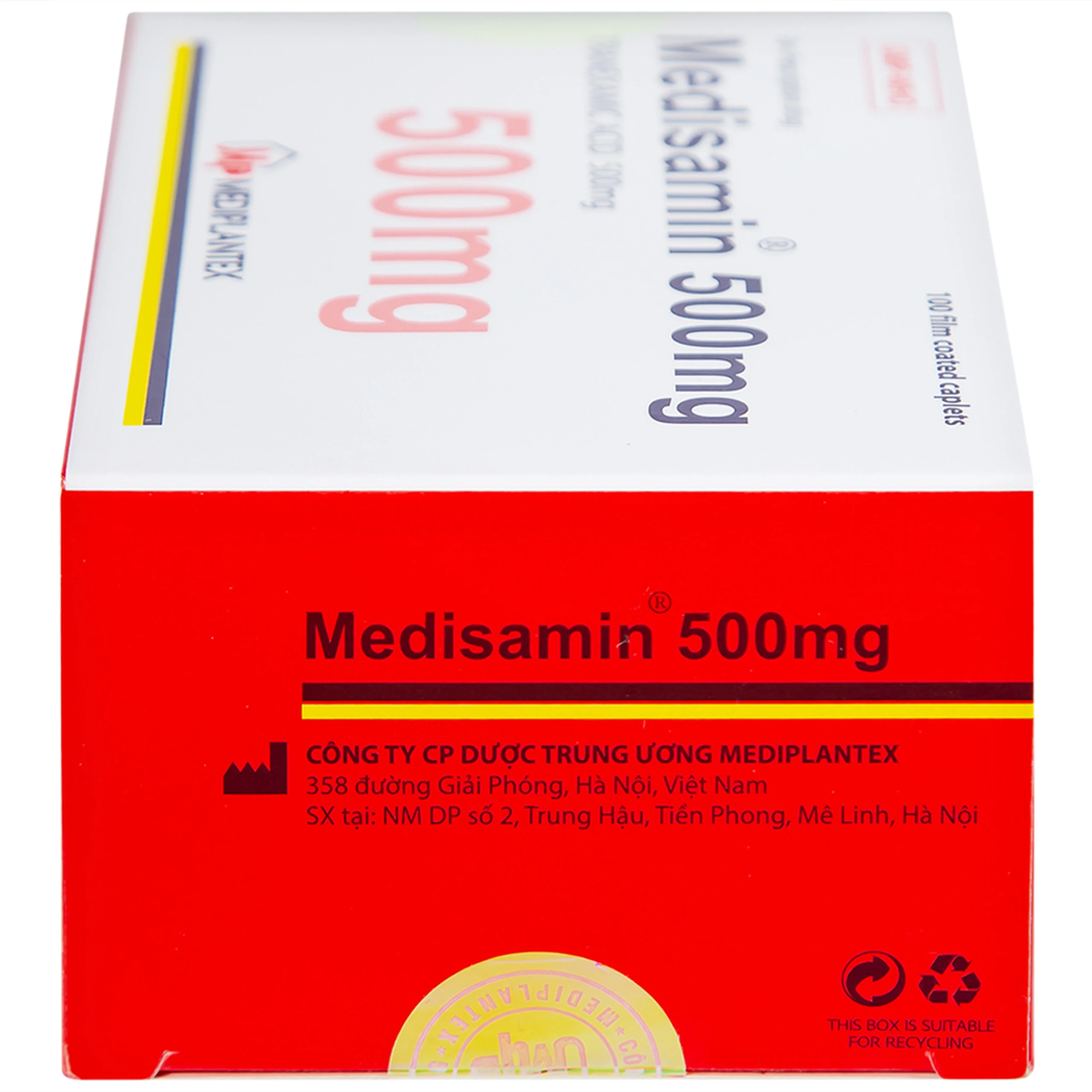 Thuốc Medisamin 500mg Mediplantex điều trị chảy máu ở bệnh ưa chảy máu, rong kinh (10 vỉ x 10 viên) 