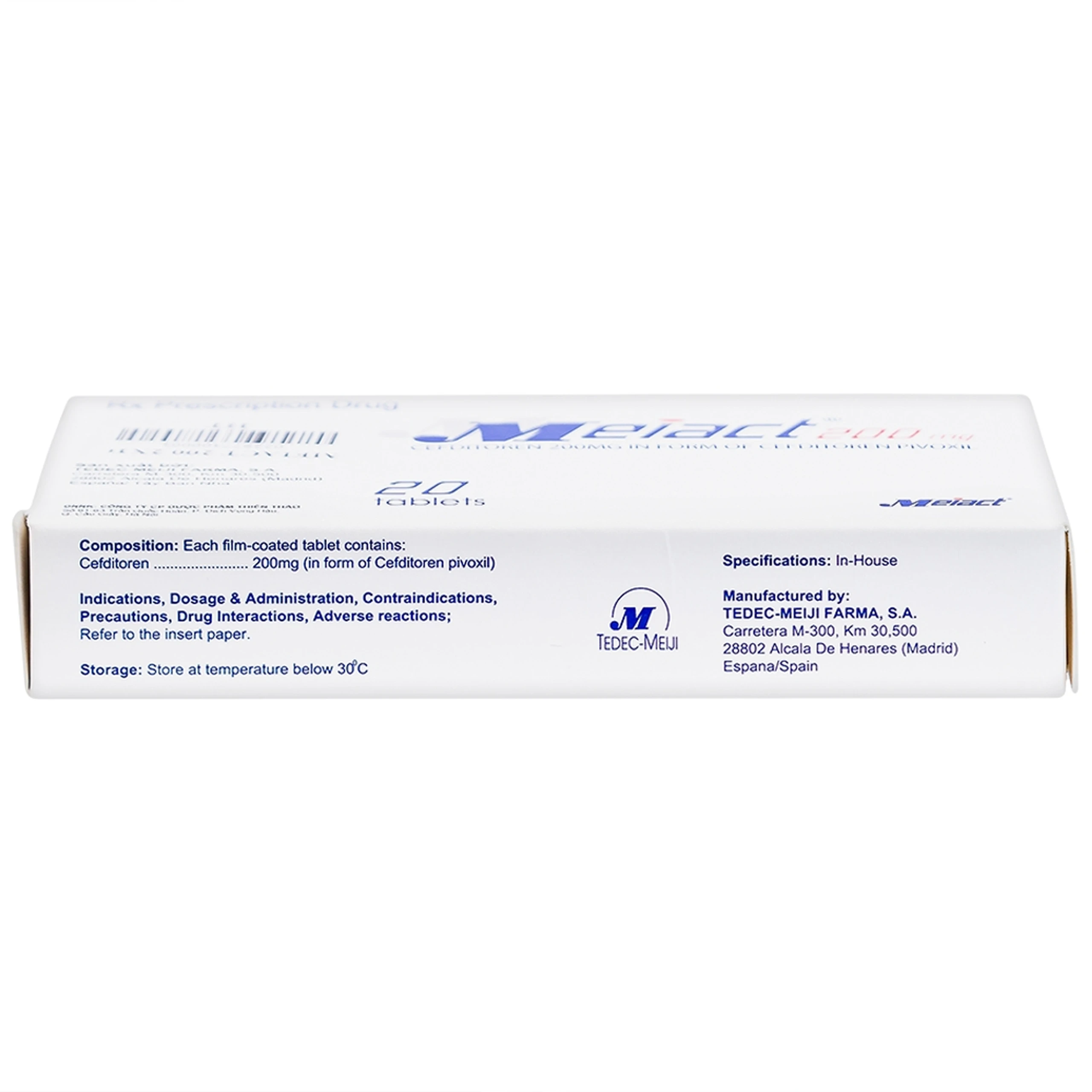 Thuốc Meiact 200mg điều trị viêm amidan, viêm họng cấp tính, viêm xoang xương hàm (2 vỉ x 10 viên)