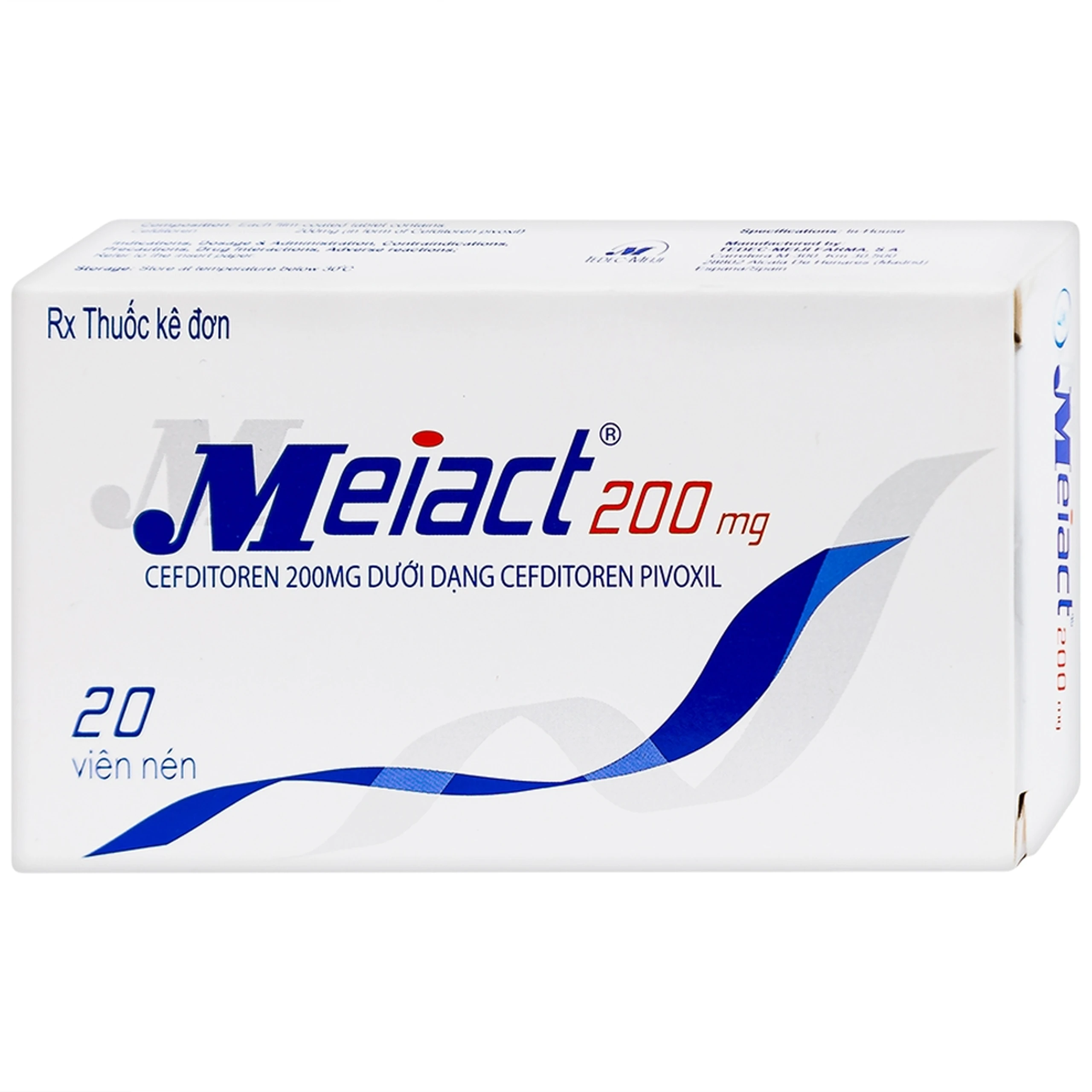 Thuốc Meiact 200mg điều trị viêm amidan, viêm họng cấp tính, viêm xoang xương hàm (2 vỉ x 10 viên)