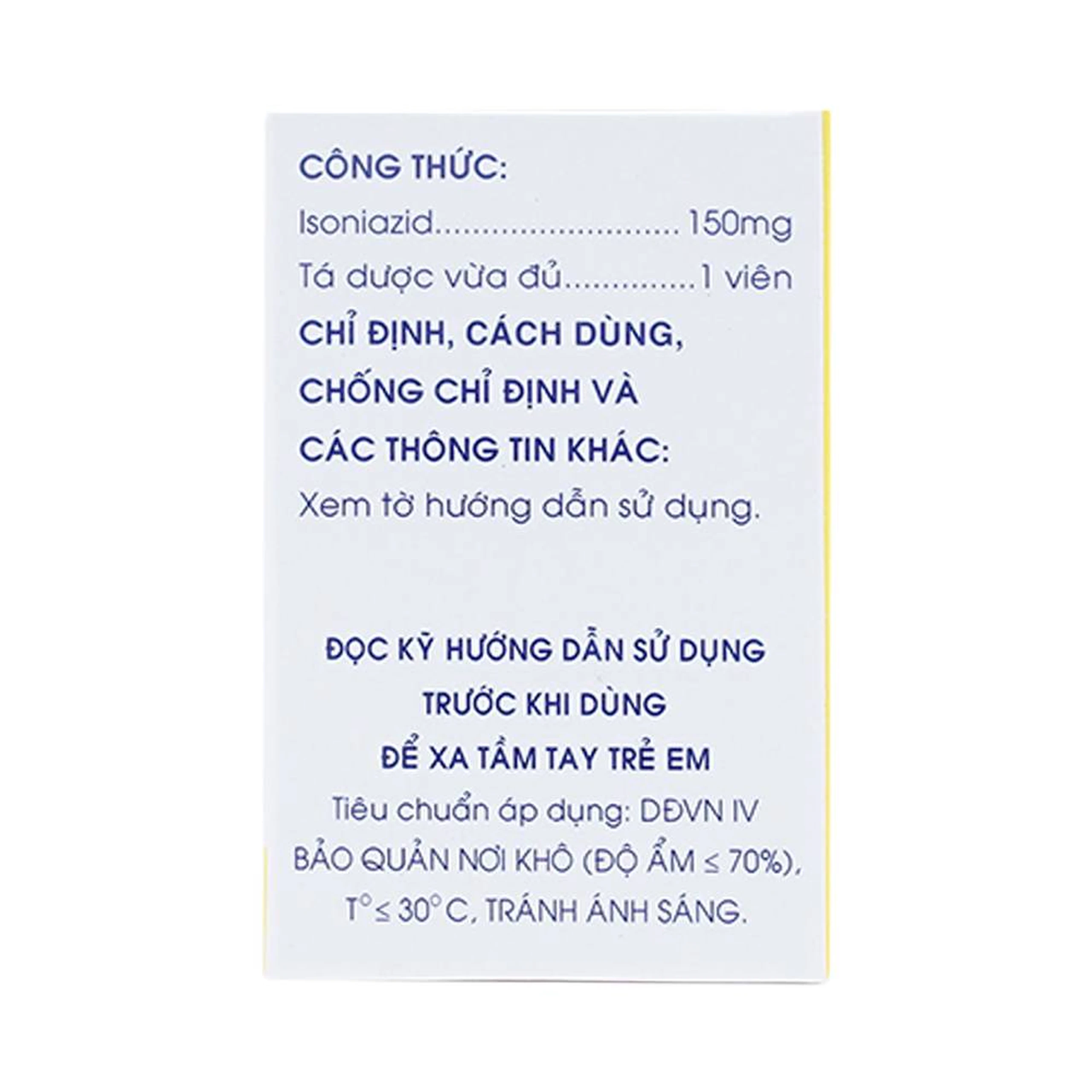 Viên nén Meko INH 150 Mekophar phòng và điều trị lao phổi (100 viên)