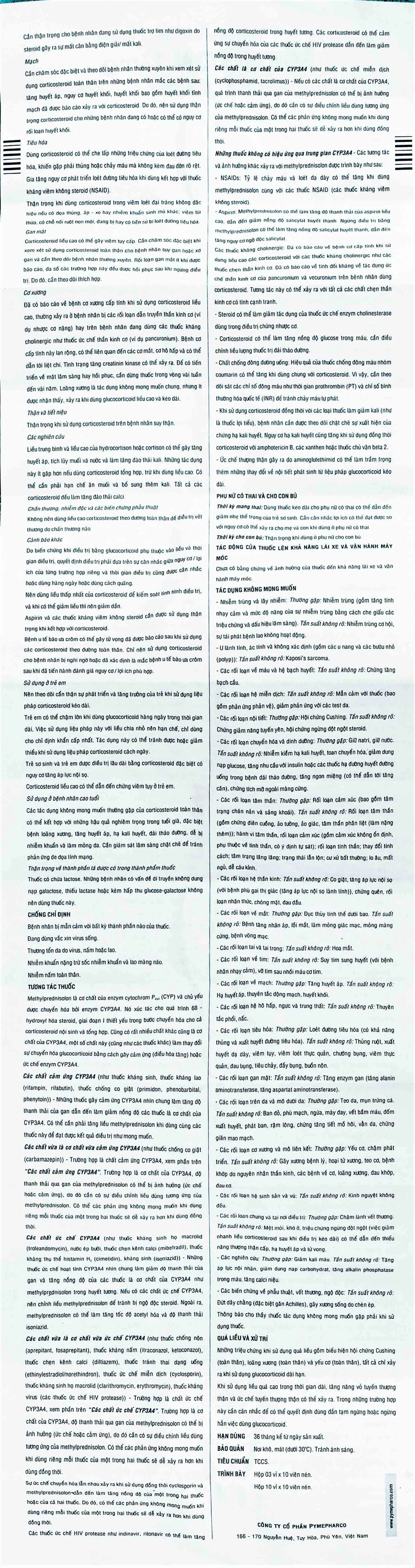 Thuốc Menison 16mg Pymepharco điều trị rối loạn nội tiết, viêm khớp, bệnh collagen (3 vỉ x 10 viên)