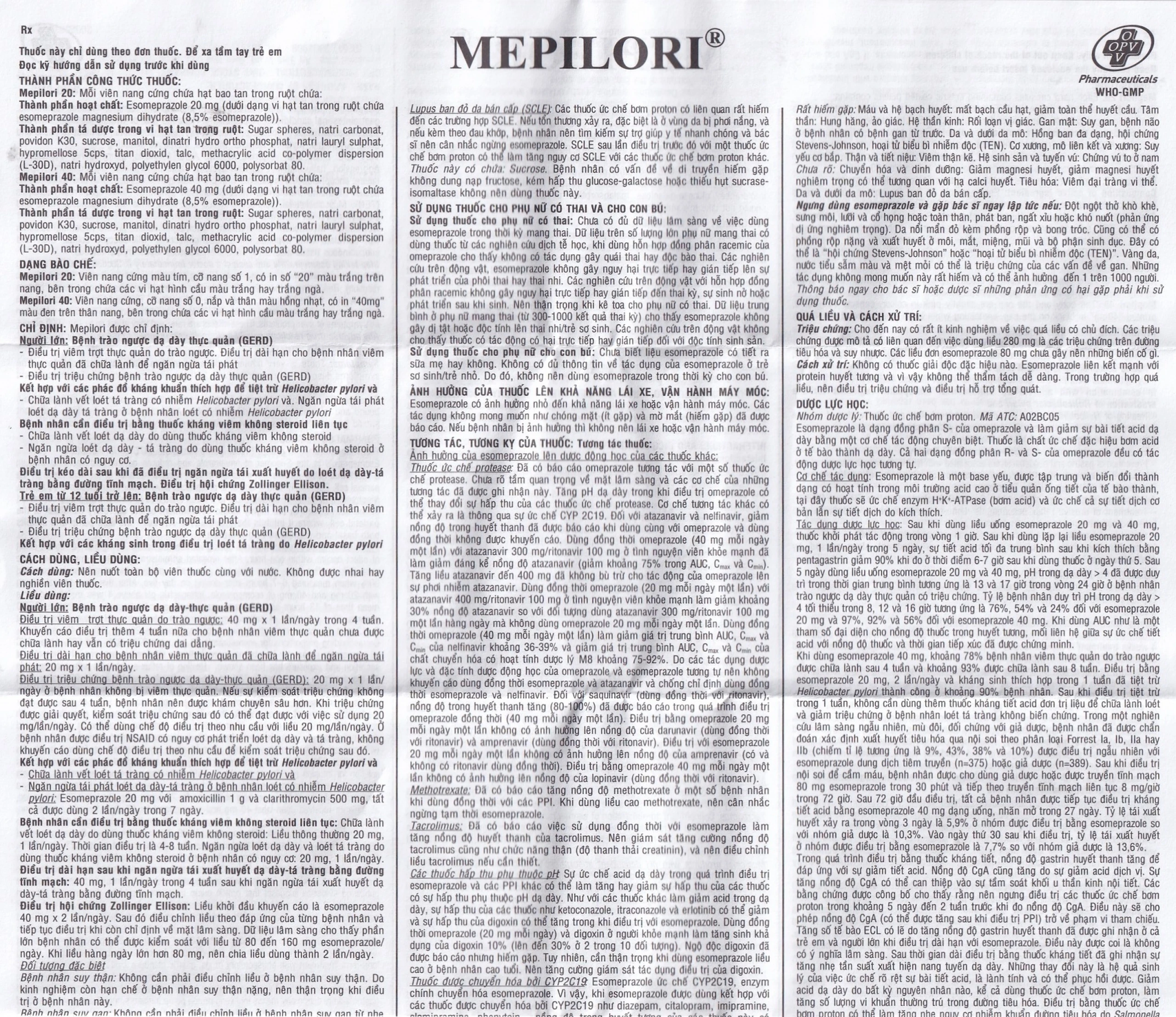 Viên nang cứng Mepilori 40 OPC điều trị bệnh trào ngược dạ dày, loét dạ dày tá tràng (2 vỉ x 7 viên)