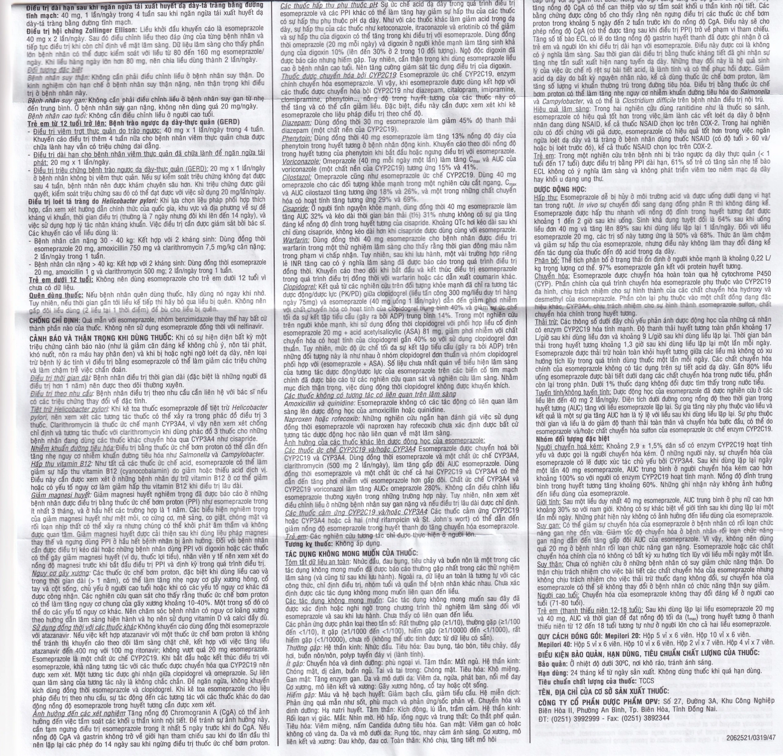 Viên nang cứng Mepilori 40 OPC điều trị bệnh trào ngược dạ dày, loét dạ dày tá tràng (2 vỉ x 7 viên)