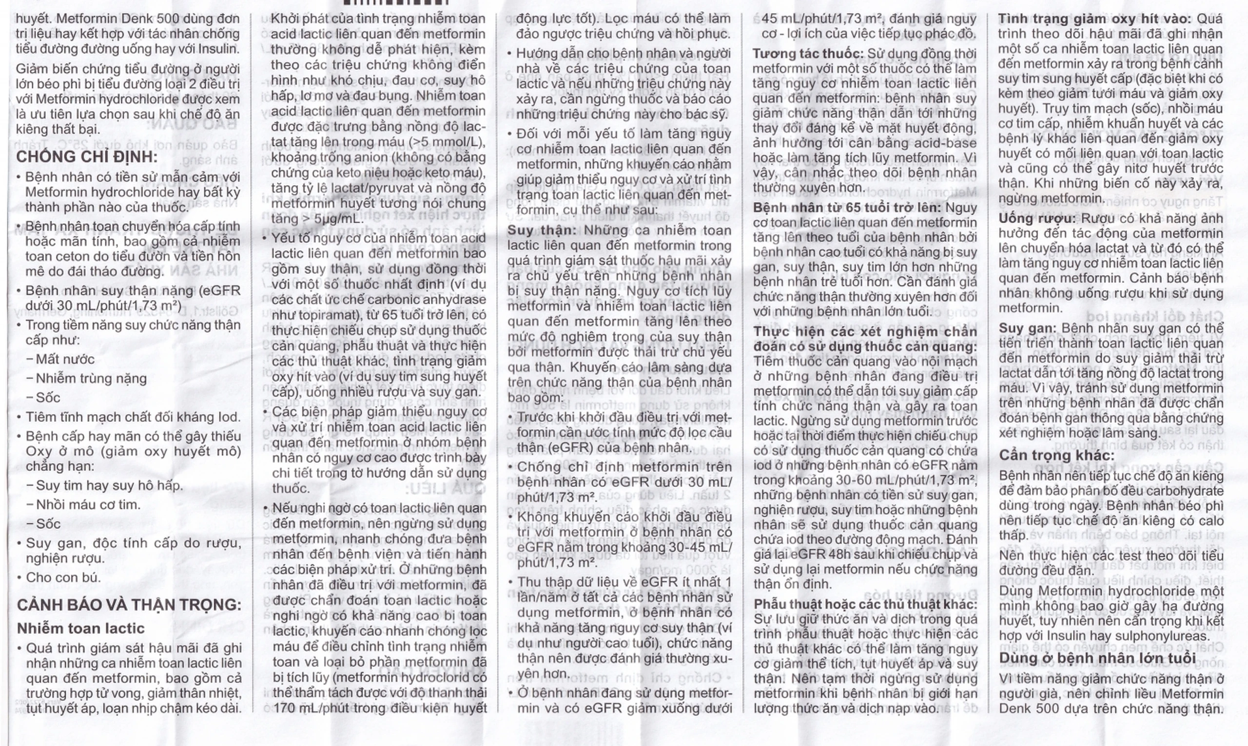 Viên nén Metformin Denk 500 điều trị đái tháo đường típ 2 (10 vỉ x 10 viên)