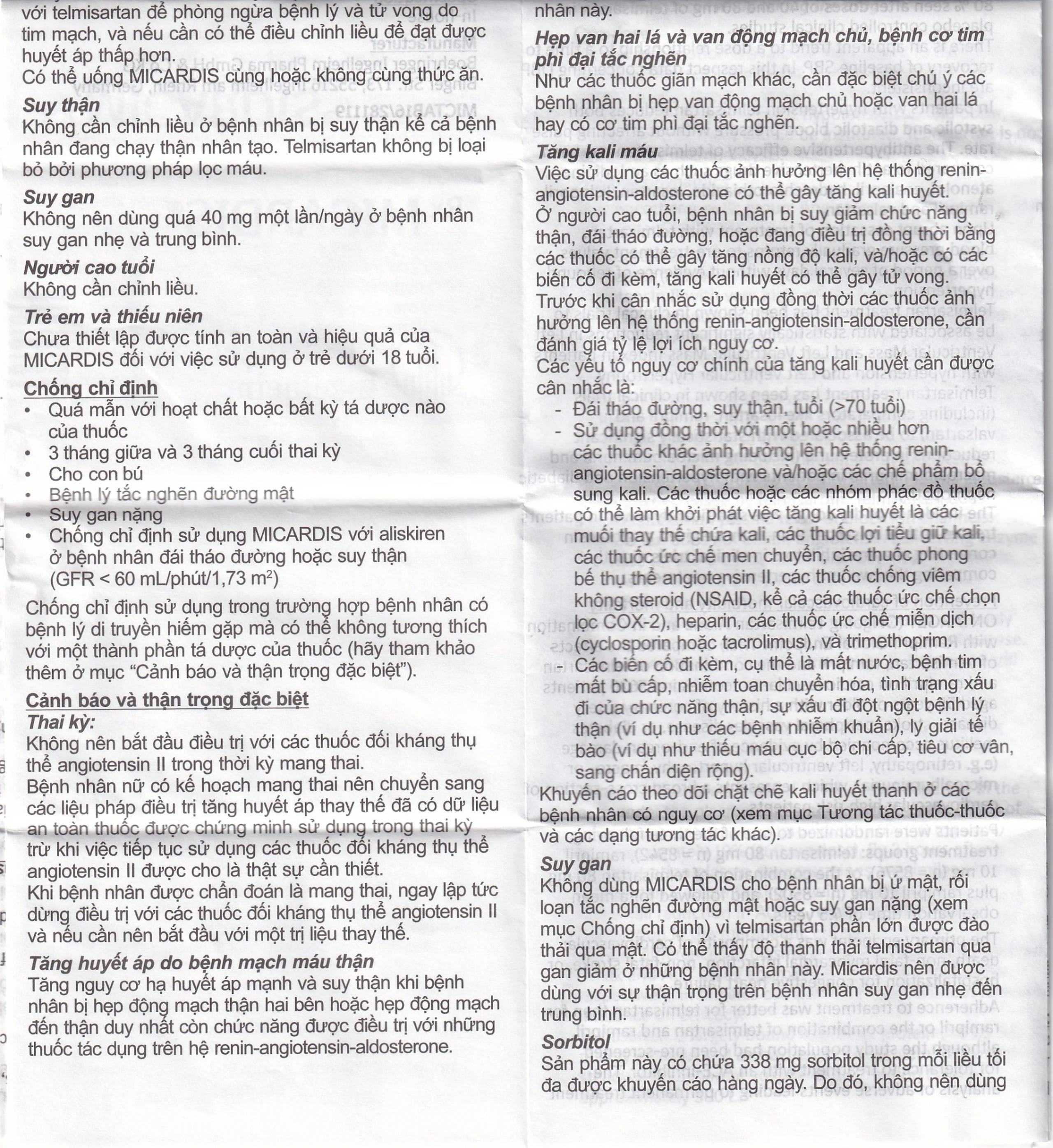 Viên nén Micardis 40mg Boehringer điều trị tăng huyết áp vô căn (3 vỉ x 10 viên)