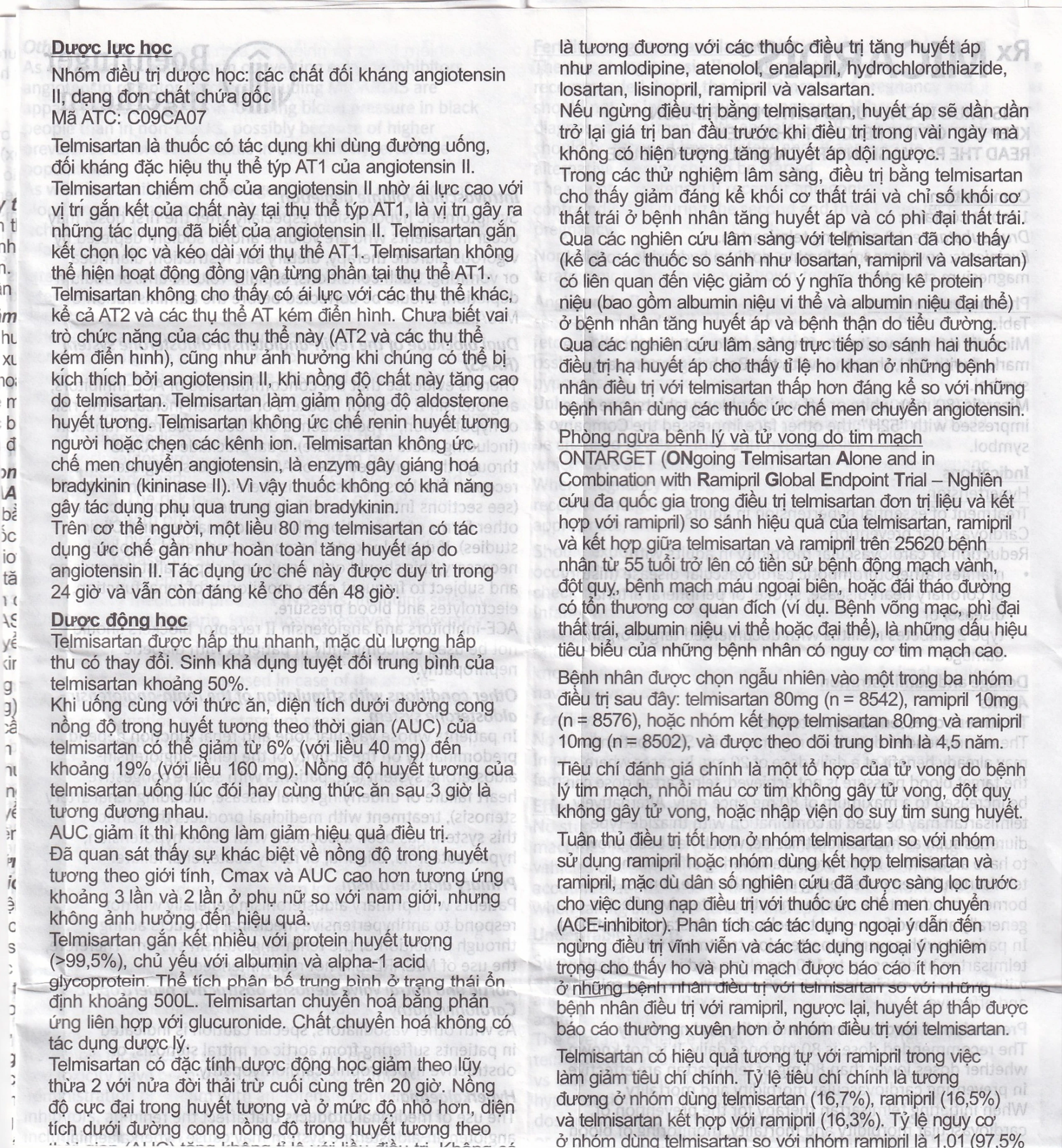 Viên nén Micardis 40mg Boehringer điều trị tăng huyết áp vô căn (3 vỉ x 10 viên)