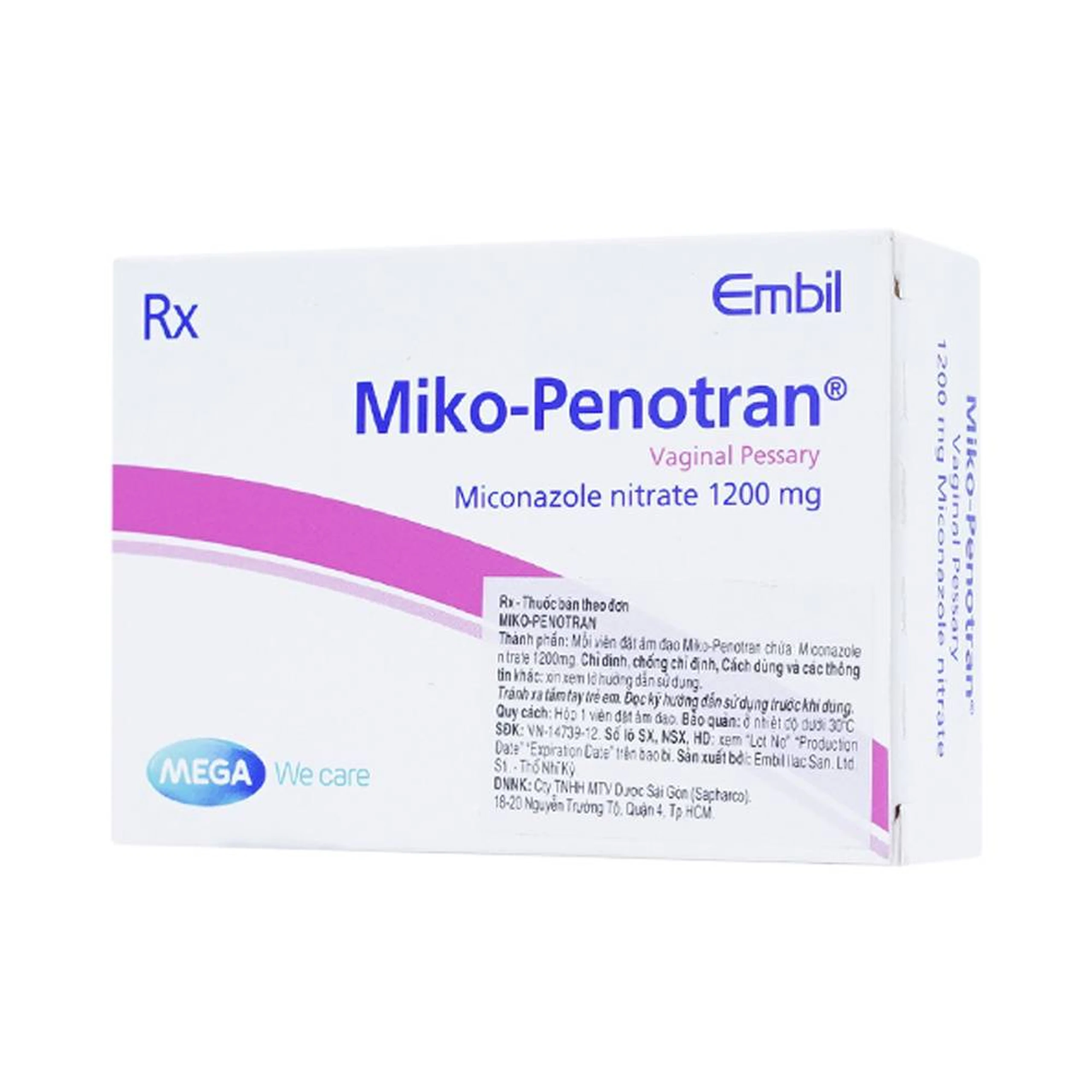 Viên đặt âm đạo Miko-Penotran MEGA We care điều trị nấm candida âm đạo (1 viên)