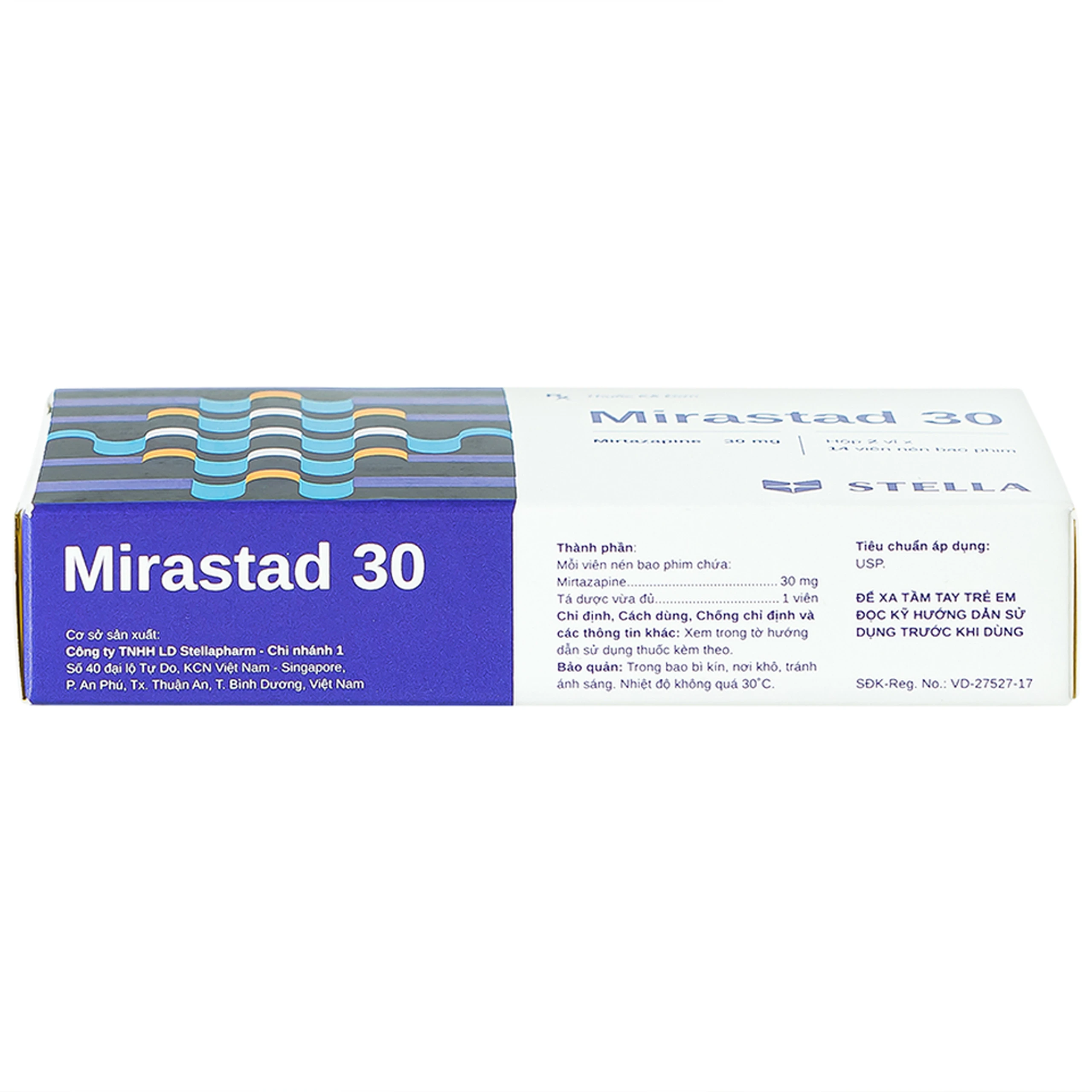 Viên nén Mirastad 30 Stella điều trị trầm cảm, duy trì cân bằng tinh thần (2 vỉ x 14 viên)