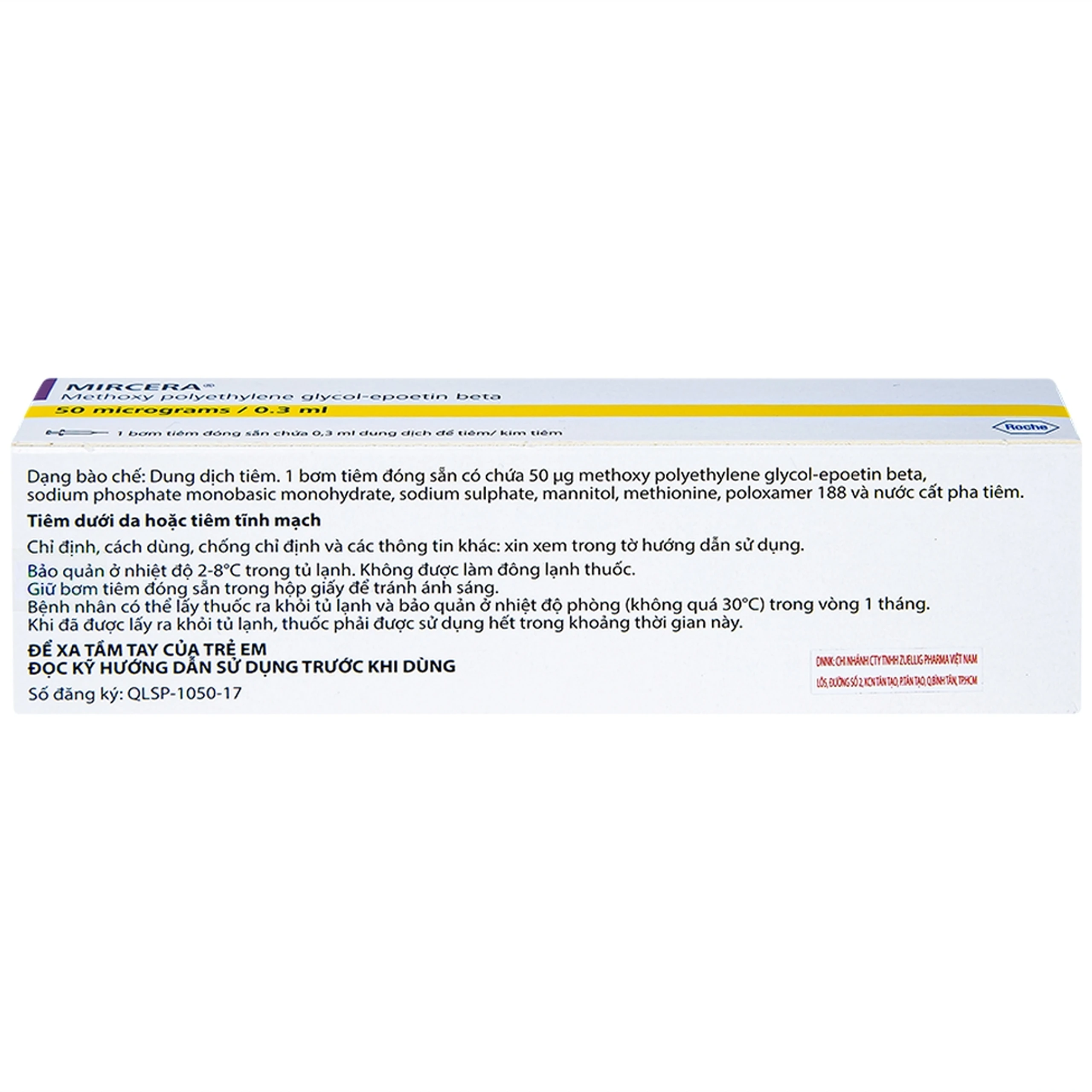 Dung dịch tiêm Mireca 50mcg/0.3ml Roche điều trị bệnh thiếu máu (1 cây)