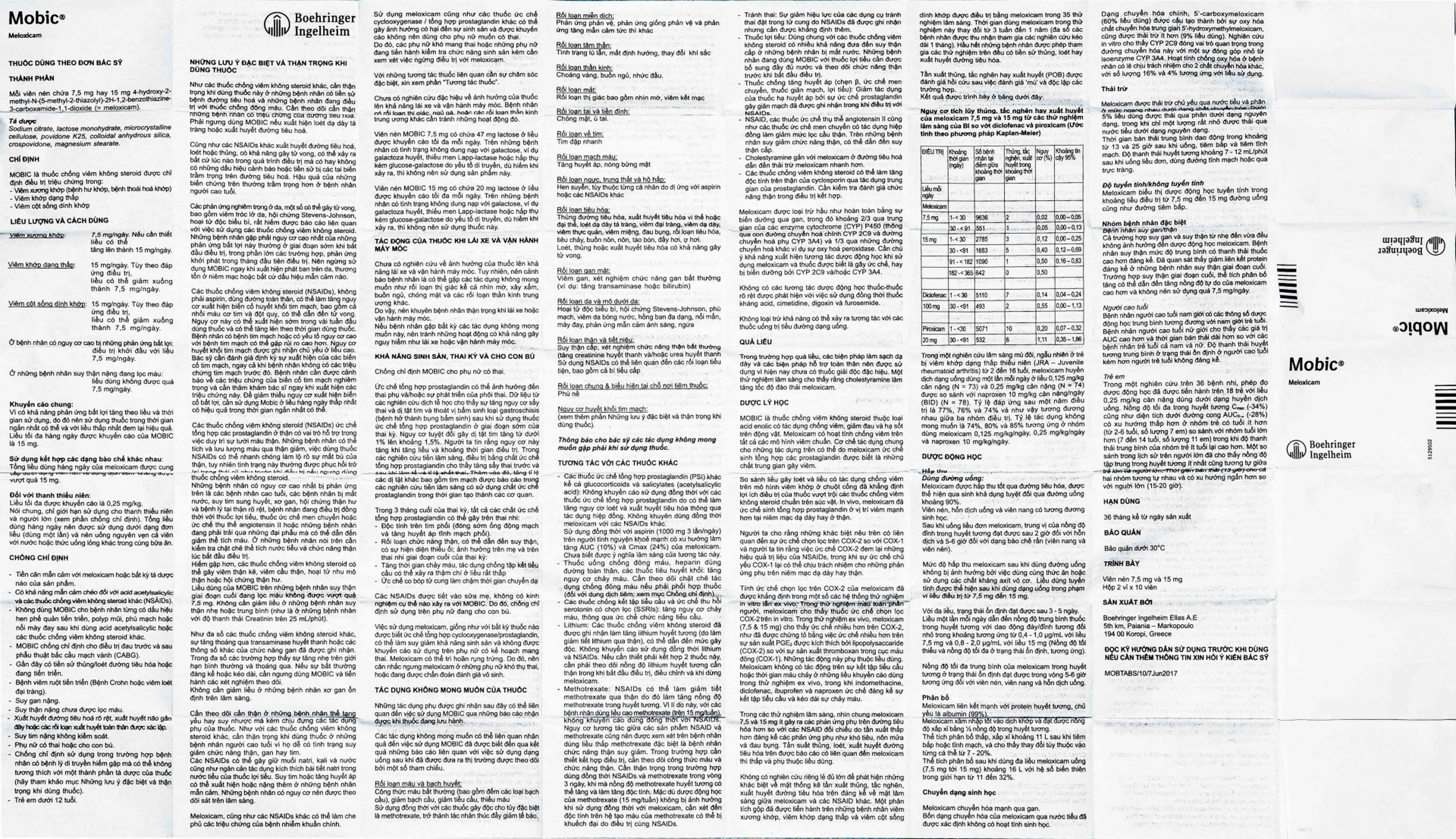Thuốc Mobic 15mg Boehringer điều trị viêm xương khớp (2 vỉ x 10 viên)
