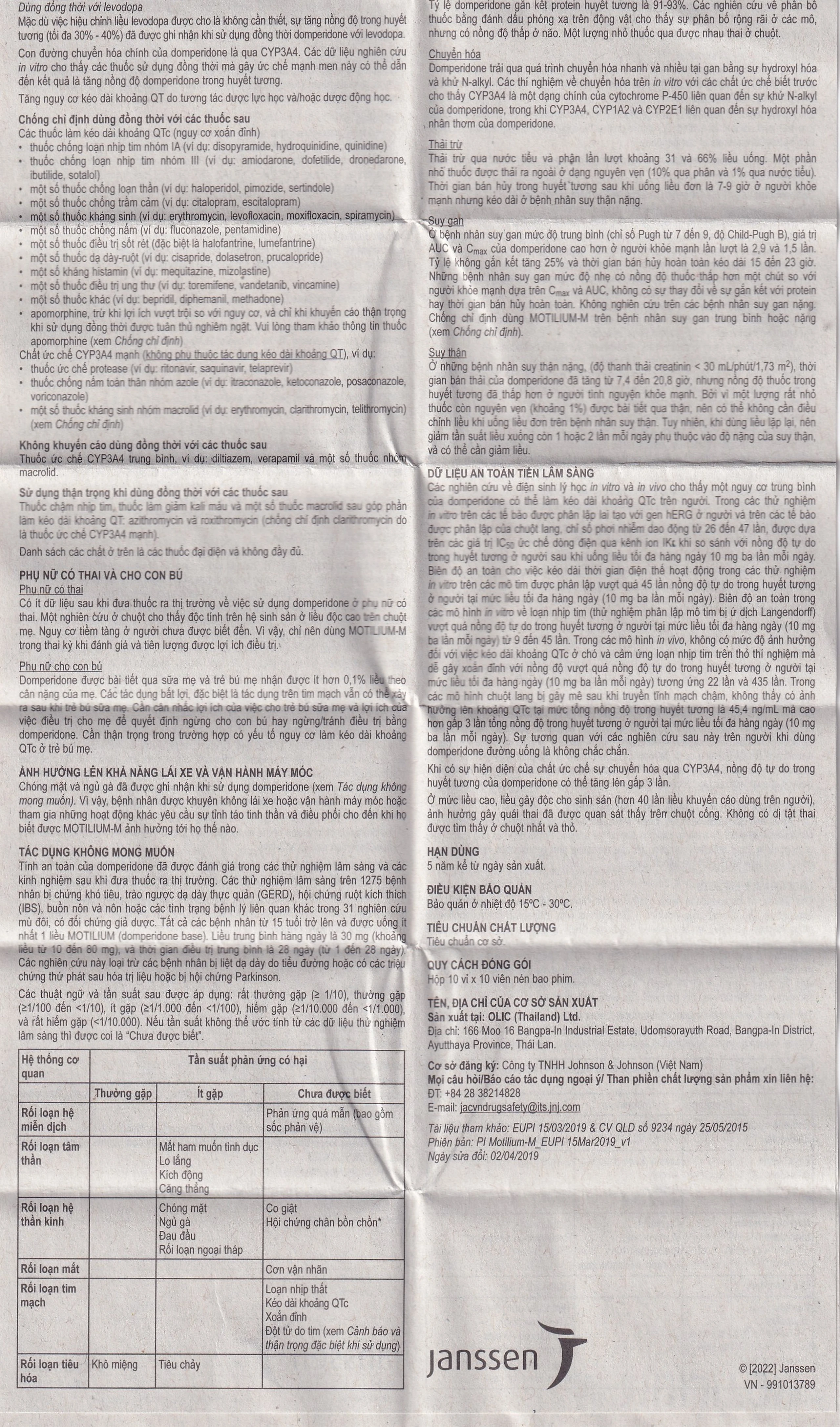 Viên nén Motilium-M Janssen điều trị triệu chứng nôn và buồn nôn (10 vỉ x 10 viên)