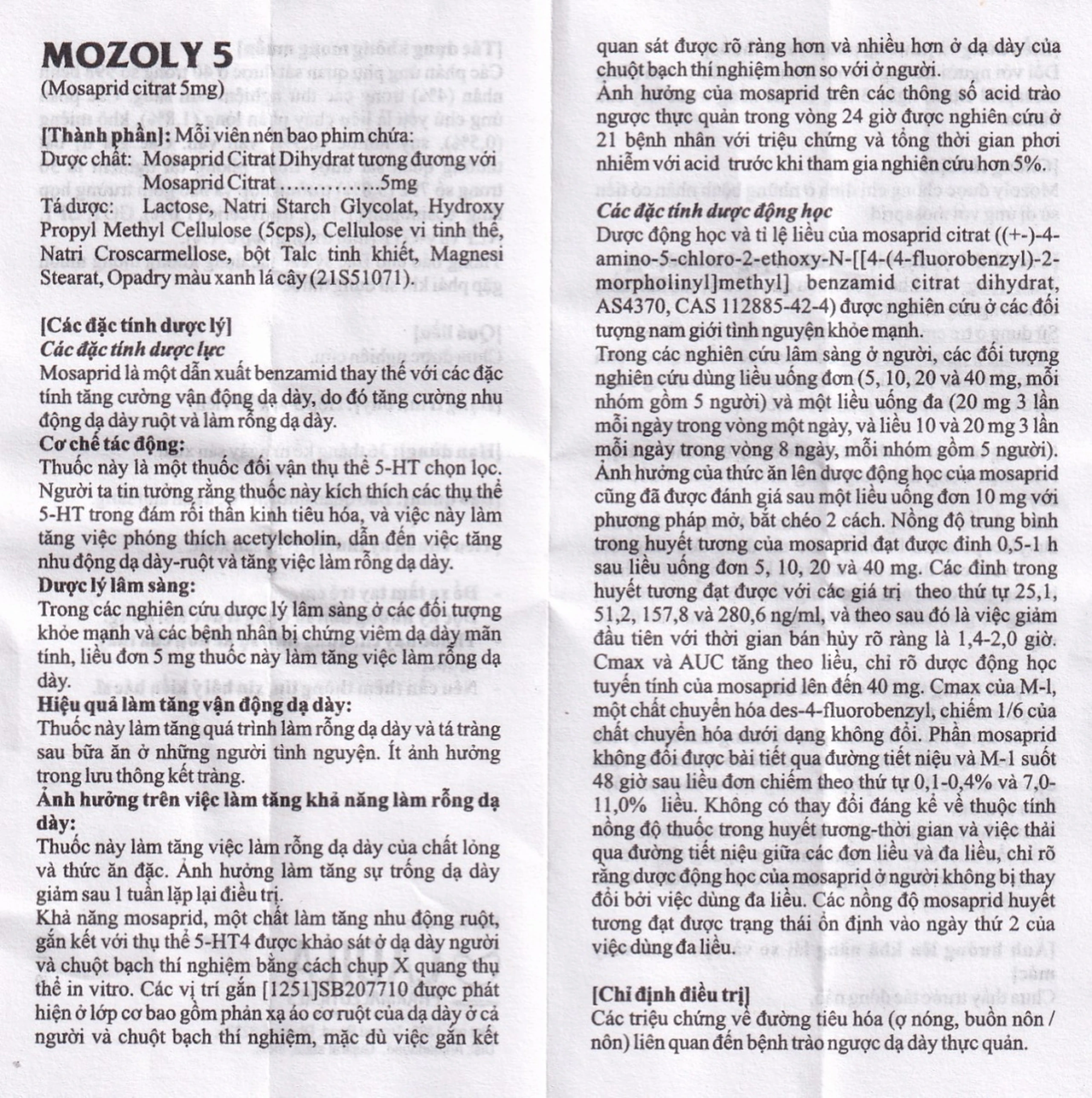 Viên nén Mozoly 5mg Cadila điều trị ợ nóng, buồn nôn, trào ngược dạ dày - thực quản (3 vỉ x 10 viên) 