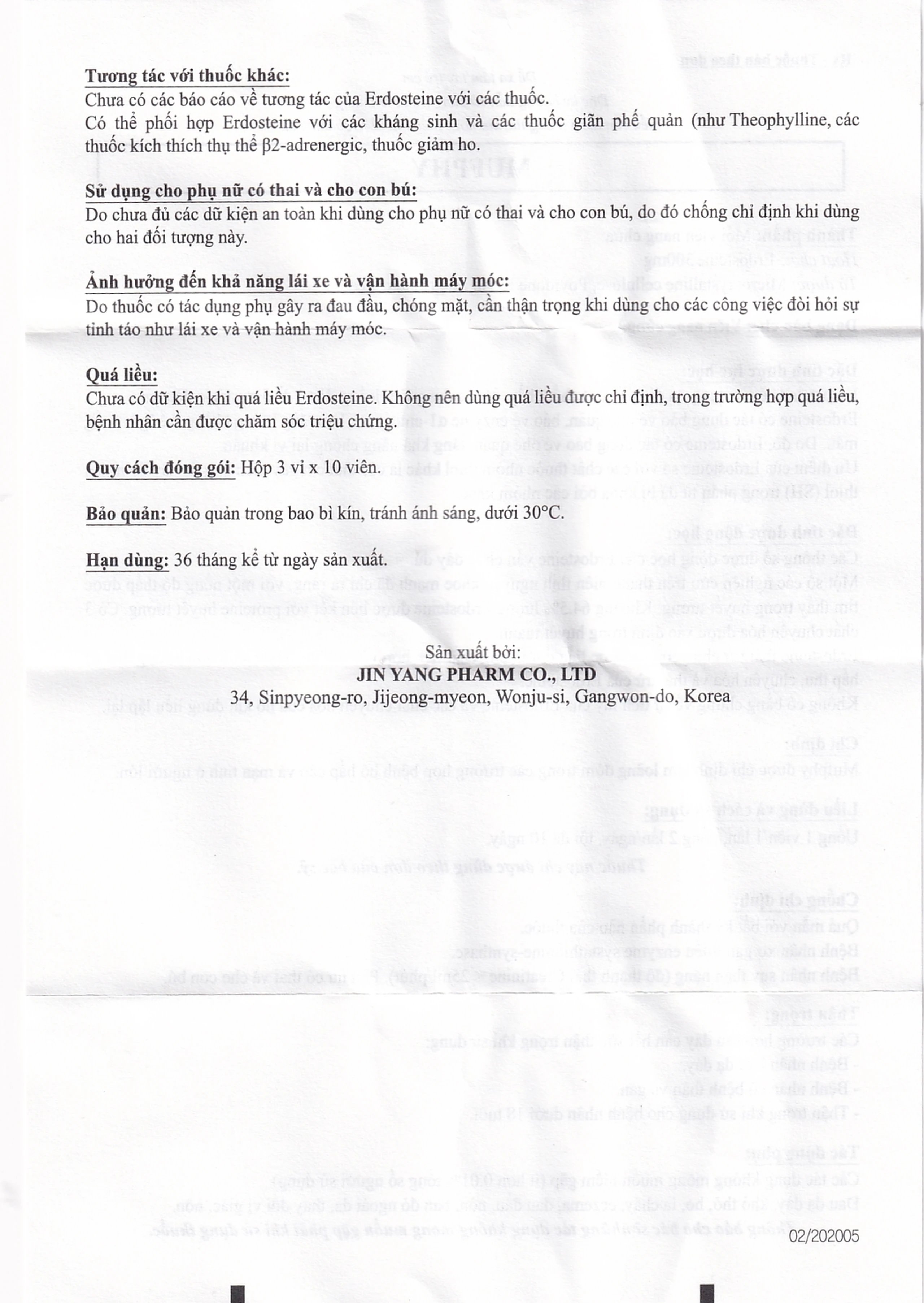 Viên nang cứng Mufphy 300mg Jin Yang Pharm điều trị bệnh hô hấp cấp và mạn tính (3 vỉ x 10 viên)