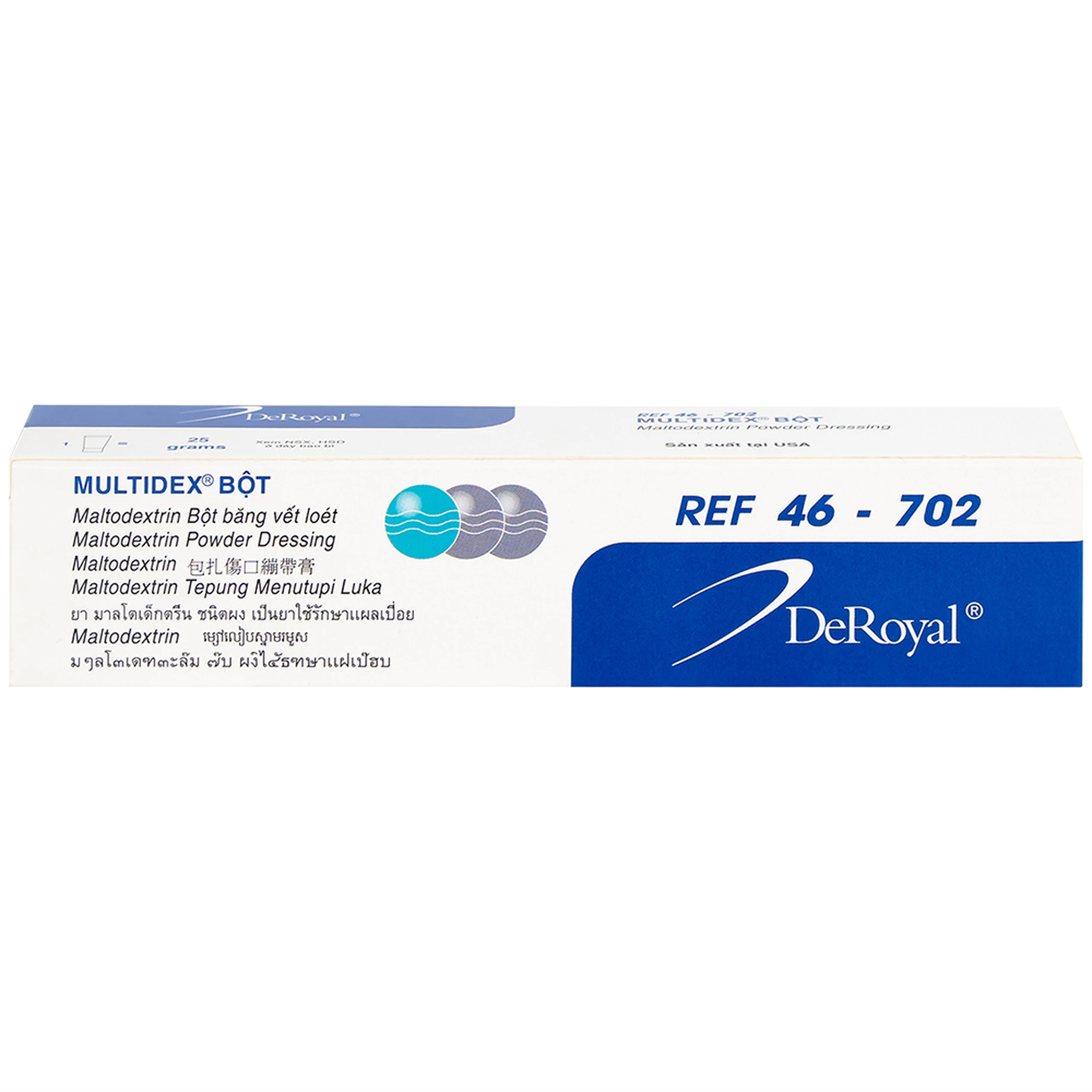 Bột phủ vết thương Multidex Powder Deroyal 25g hỗ trợ điều trị viêm nhiễm da, làm lành các vết loét mãn tính