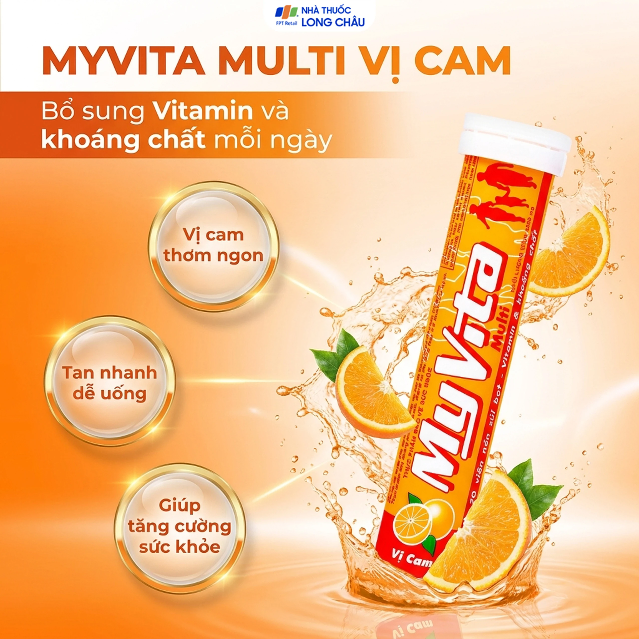 Viên sủi giúp bổ sung Vitamin MyVita Multi SPM vị cam (20 viên) 2