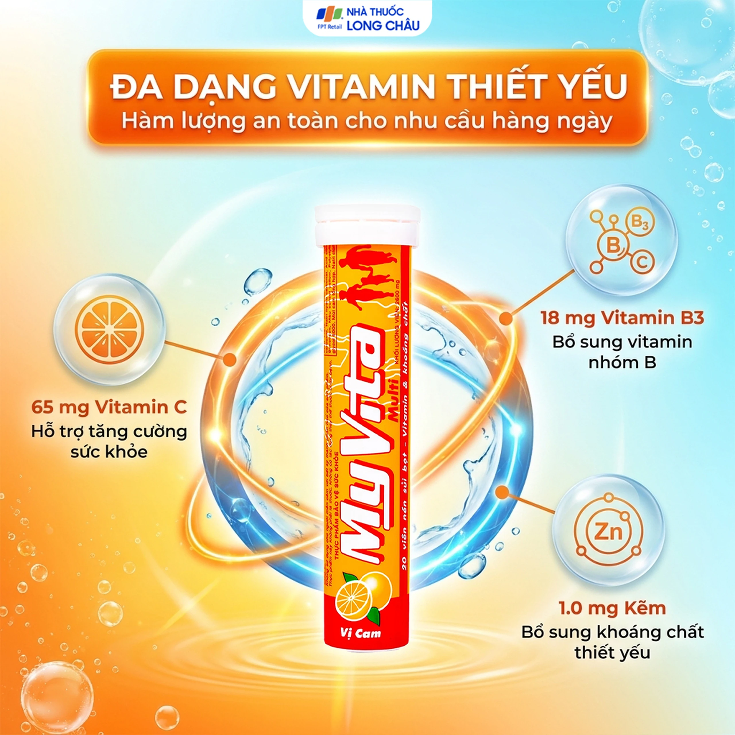 Viên sủi giúp bổ sung Vitamin MyVita Multi SPM vị cam (20 viên) 3