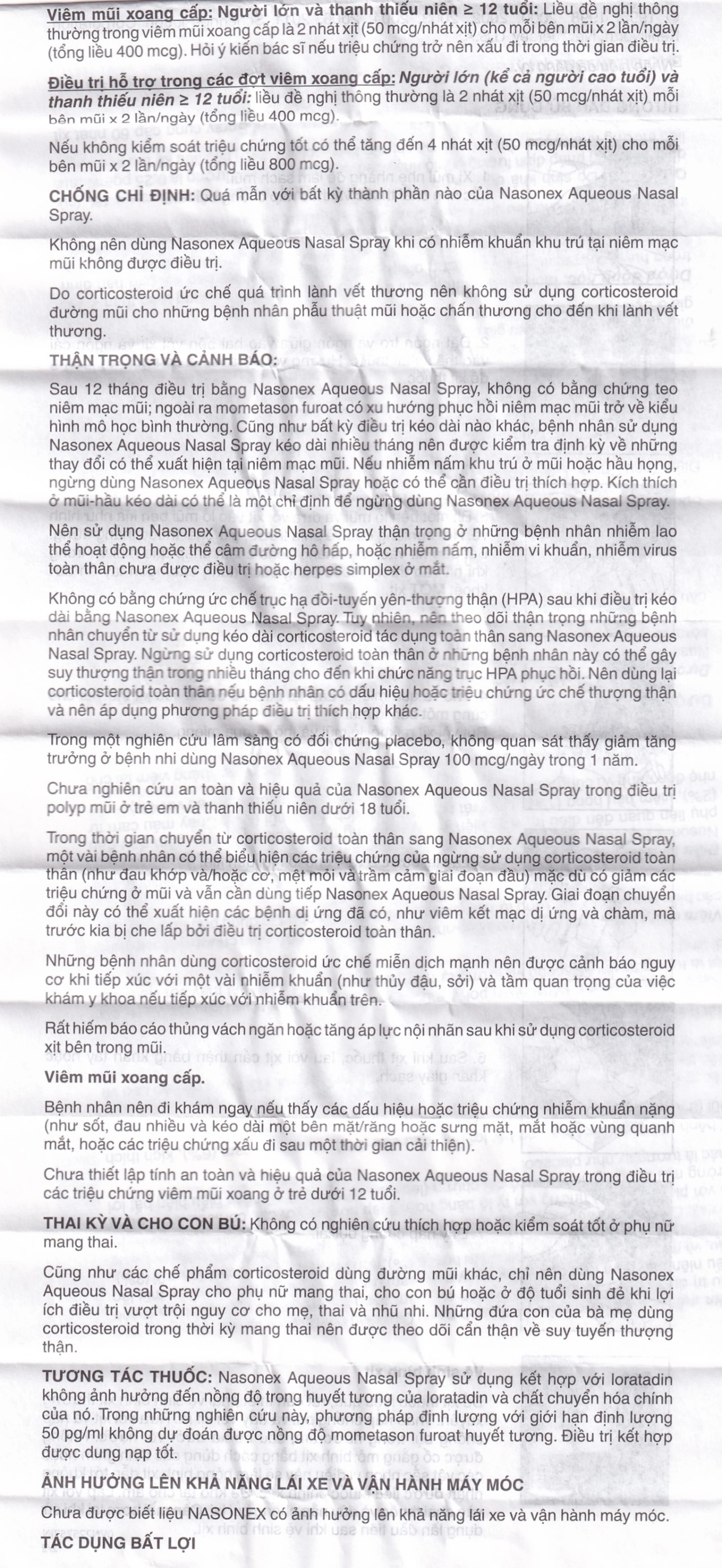 Thuốc xịt mũi Nasonex Bayer điều trị viêm mũi dị ứng (60 liều)