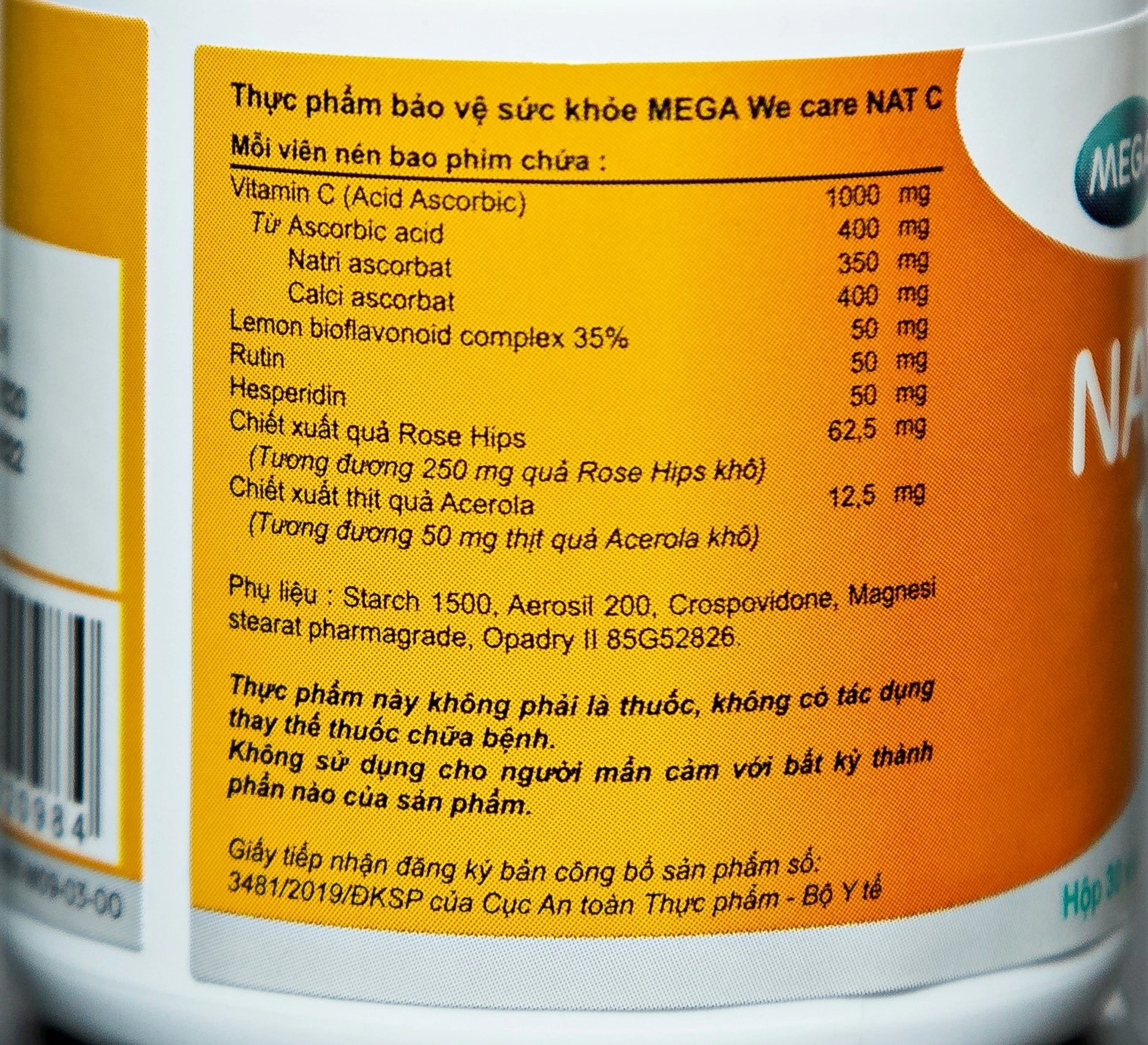 Viên tăng cường sức đề kháng Mega We Care Nat C (30 viên)