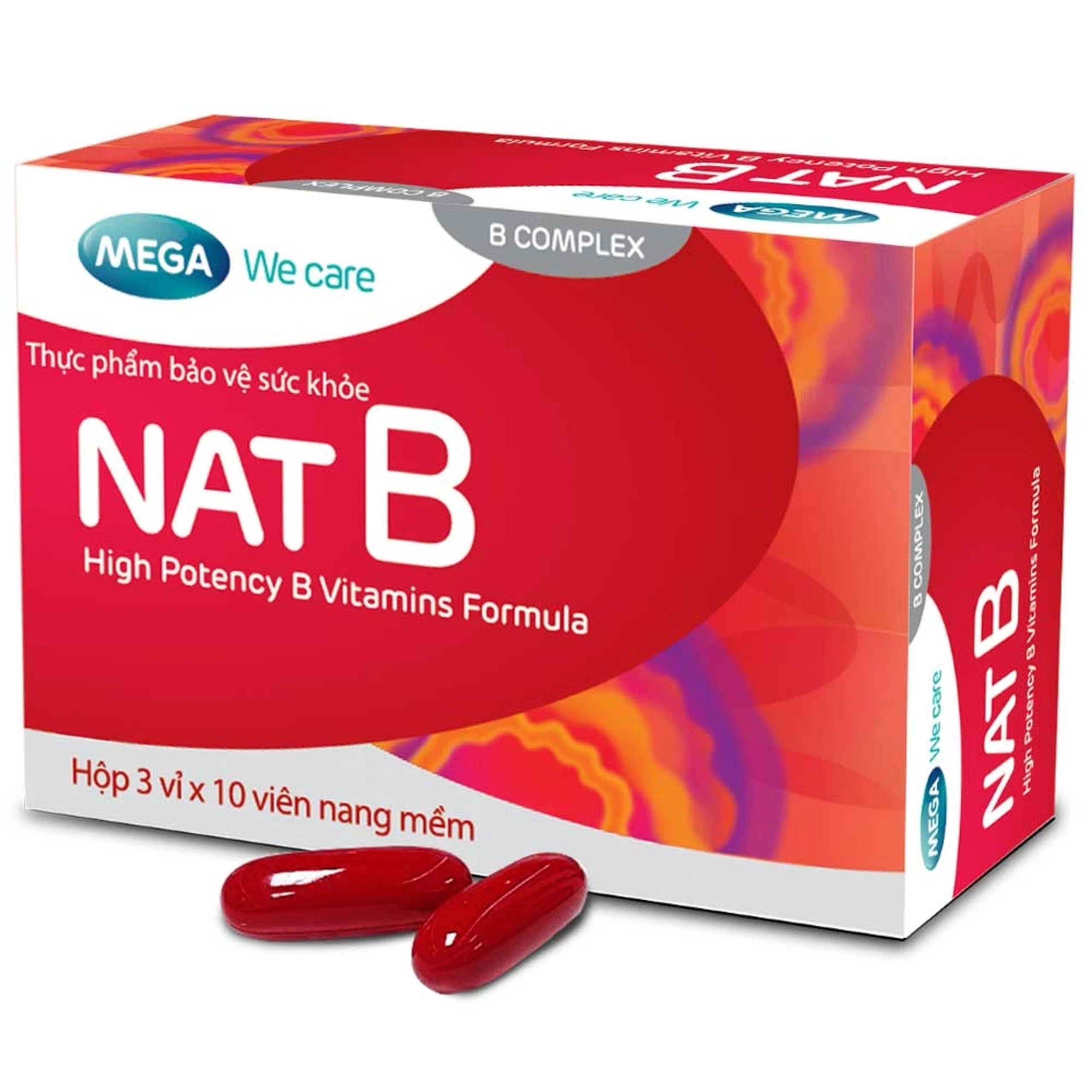 Viên uống bổ sung vitamin nhóm B NAT B MEGA We care (3 vỉ x 10 viên)