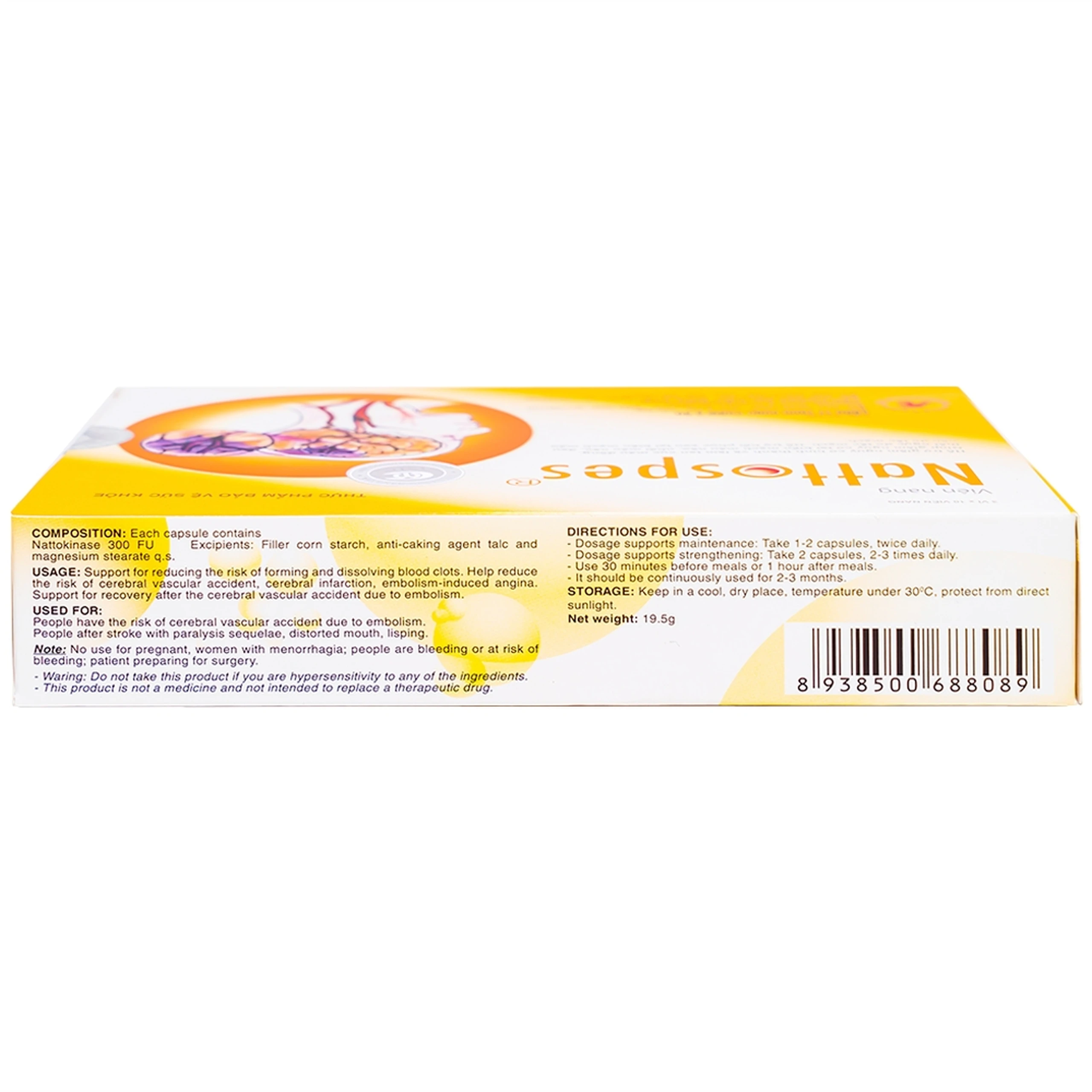 Viên uống giảm cục máu đông Nattospes Á Âu (3 vỉ x 10 viên)