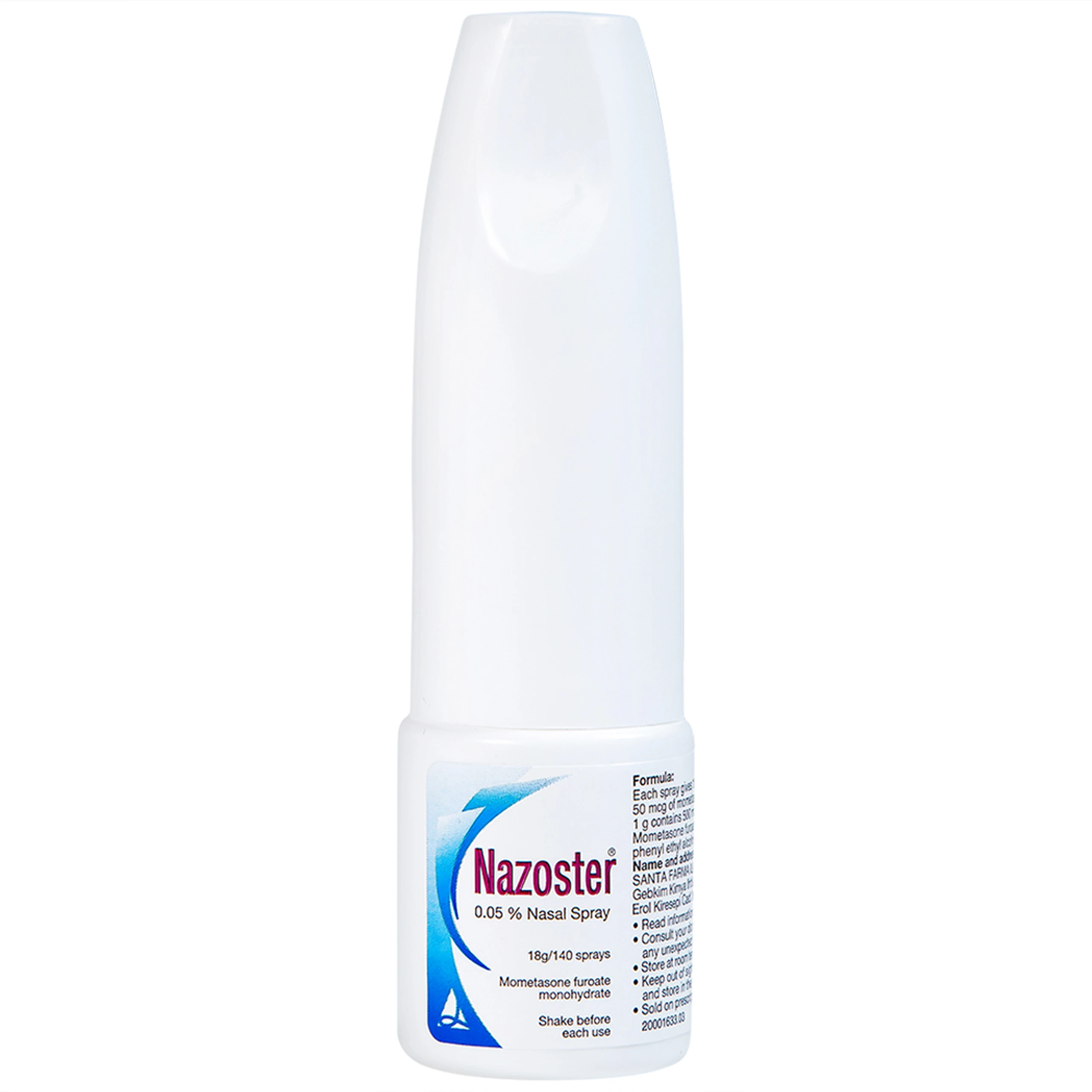 Hỗn dịch xịt mũi Nazoster 0.05% Nasal Spray Santa điều trị viêm mũi dị ứng (18g)