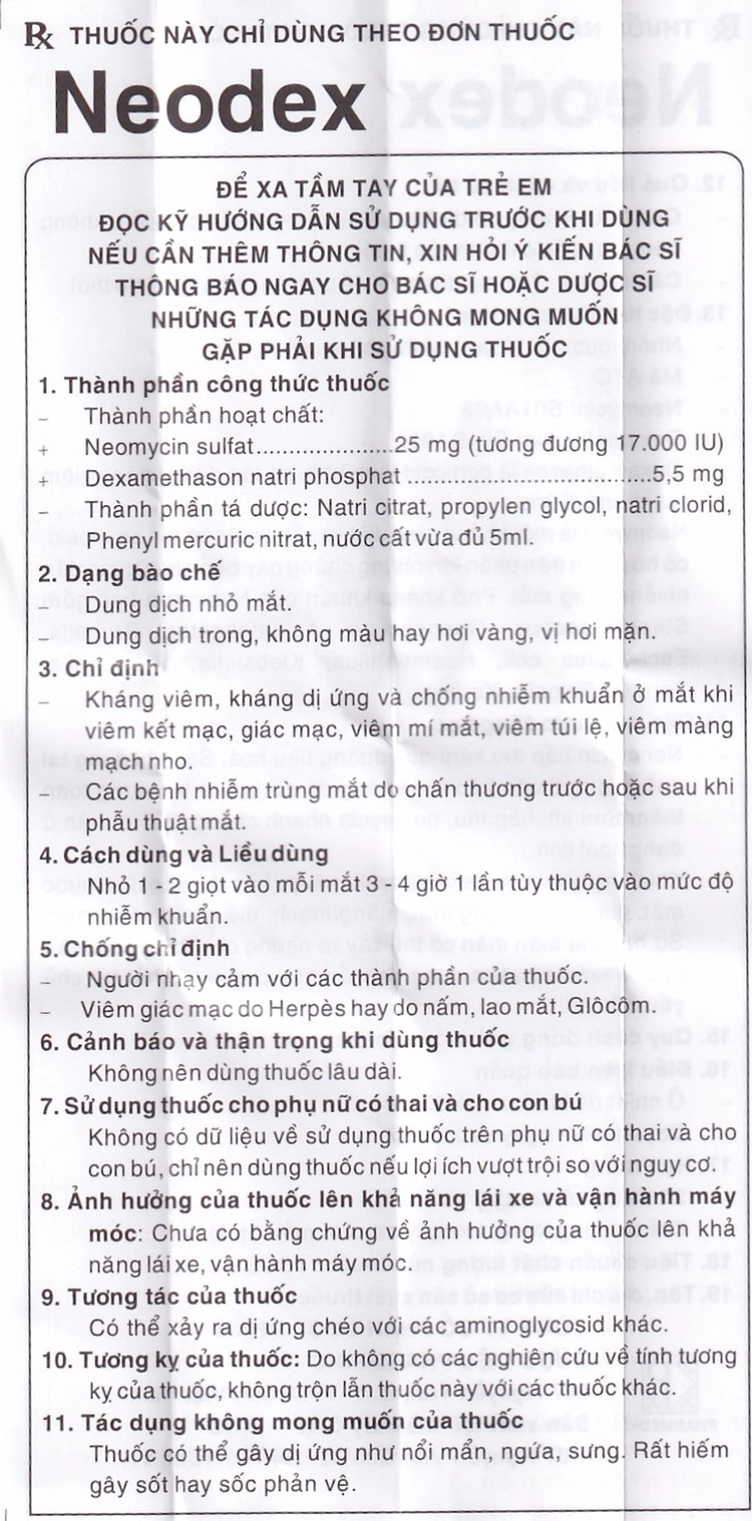 Thuốc nhỏ mắt Neodex Pharmedic hỗ trợ điều trị viêm kết mạc, giác mạc, viêm mí mắt (5ml)