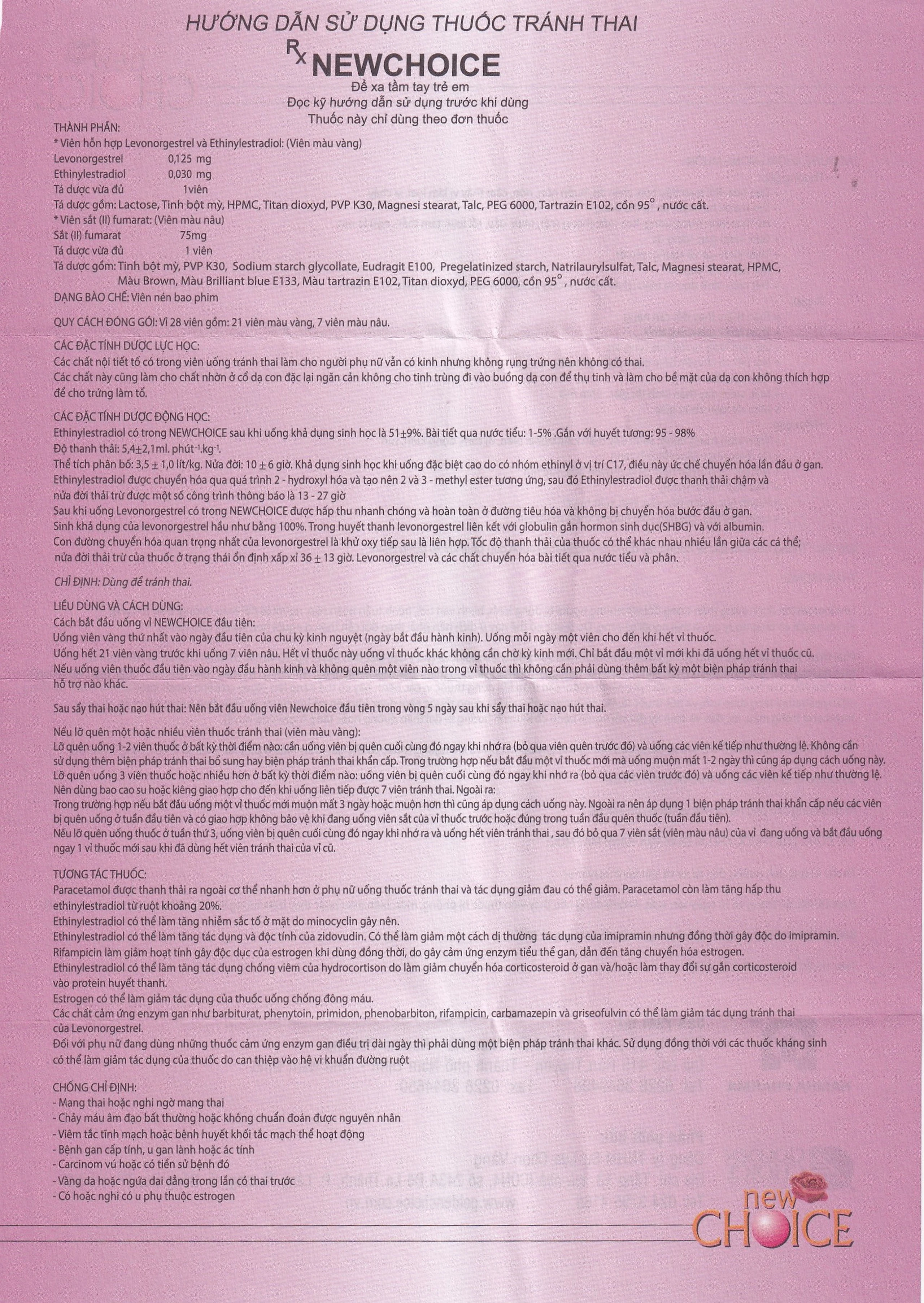 Thuốc Newchoice Nam Hà dùng để tránh thai (25 vỉ x 28 viên)