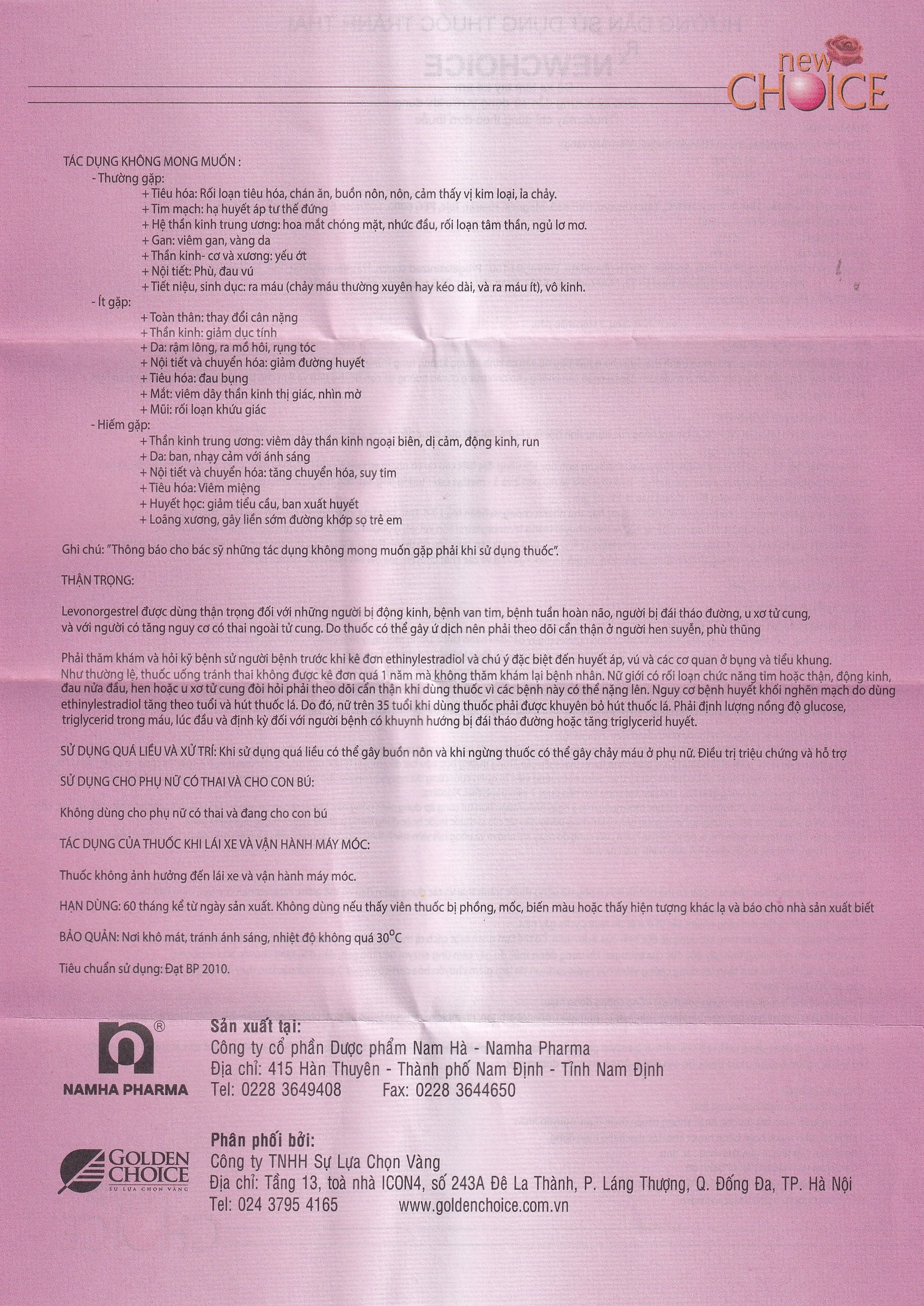 Thuốc Newchoice Nam Hà dùng để tránh thai (25 vỉ x 28 viên)
