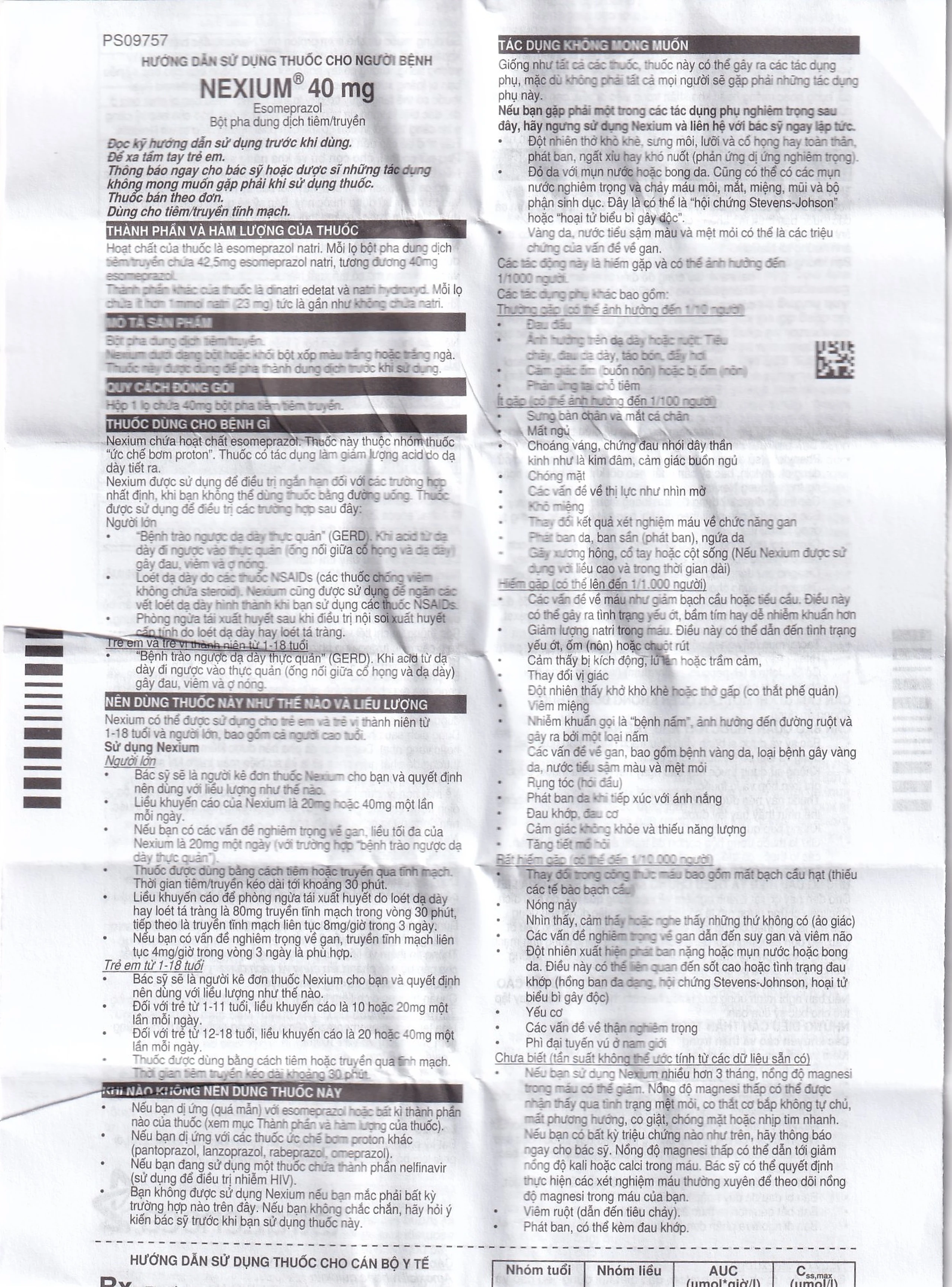 Bột pha tiêm Nexium 40mg AstraZeneca điều trị kháng tiết dịch vị, trào ngược dạ dày - thực quản (1 lọ)