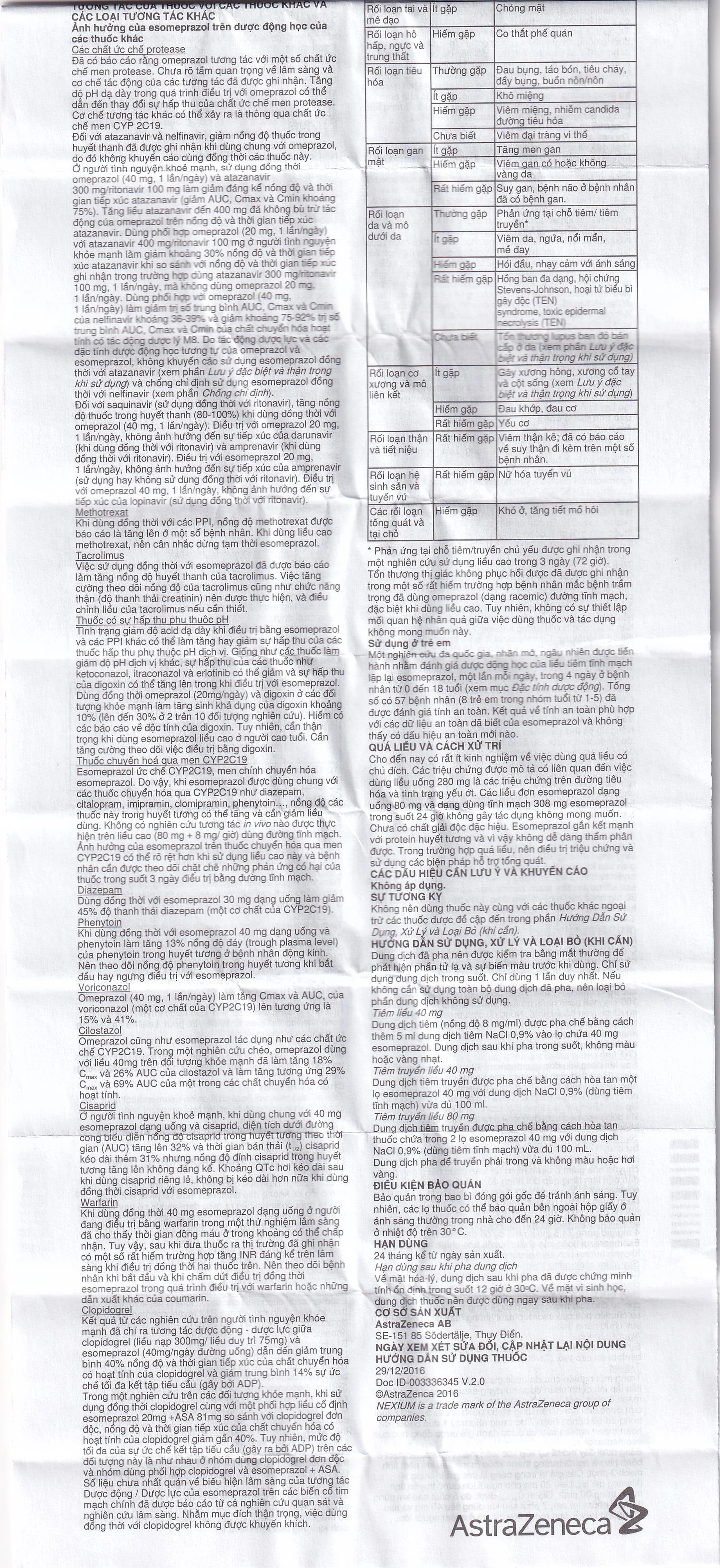 Bột pha tiêm Nexium 40mg AstraZeneca điều trị kháng tiết dịch vị, trào ngược dạ dày - thực quản (1 lọ)