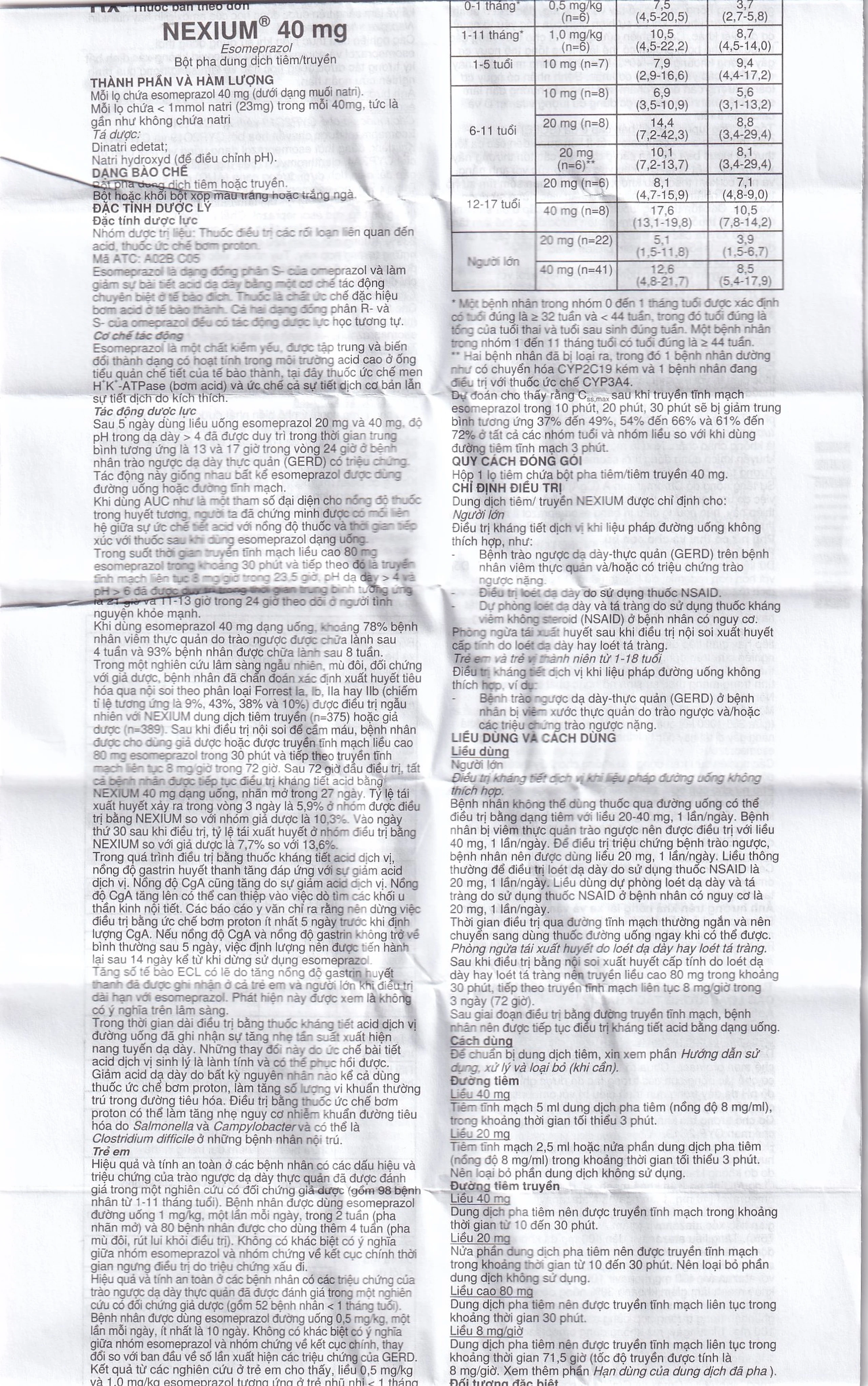 Bột pha tiêm Nexium 40mg AstraZeneca điều trị kháng tiết dịch vị, trào ngược dạ dày - thực quản (1 lọ)