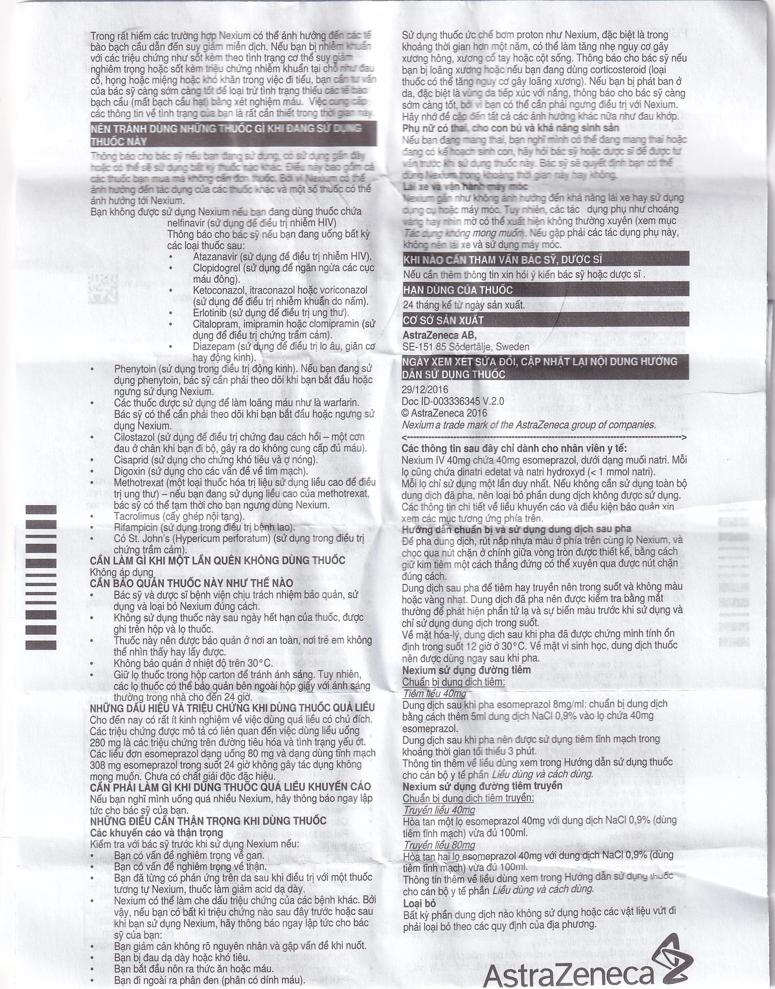 Bột pha tiêm Nexium 40mg AstraZeneca điều trị kháng tiết dịch vị, trào ngược dạ dày - thực quản (1 lọ)