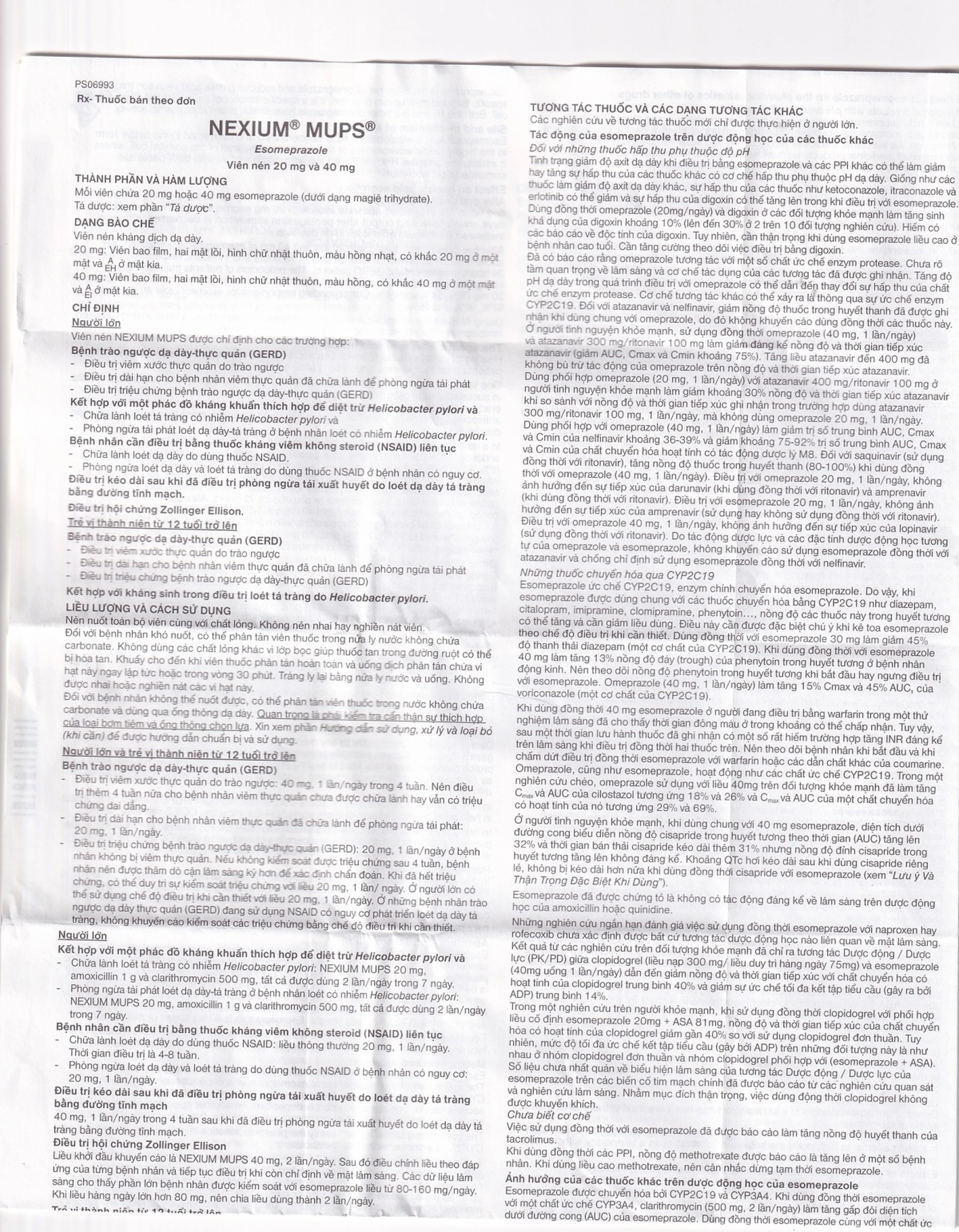 Viên nén Nexium Mups 20mg AstraZeneca điều trị trào ngược dạ dày - thực quản, loét dạ dày (2 vỉ x 7 viên)