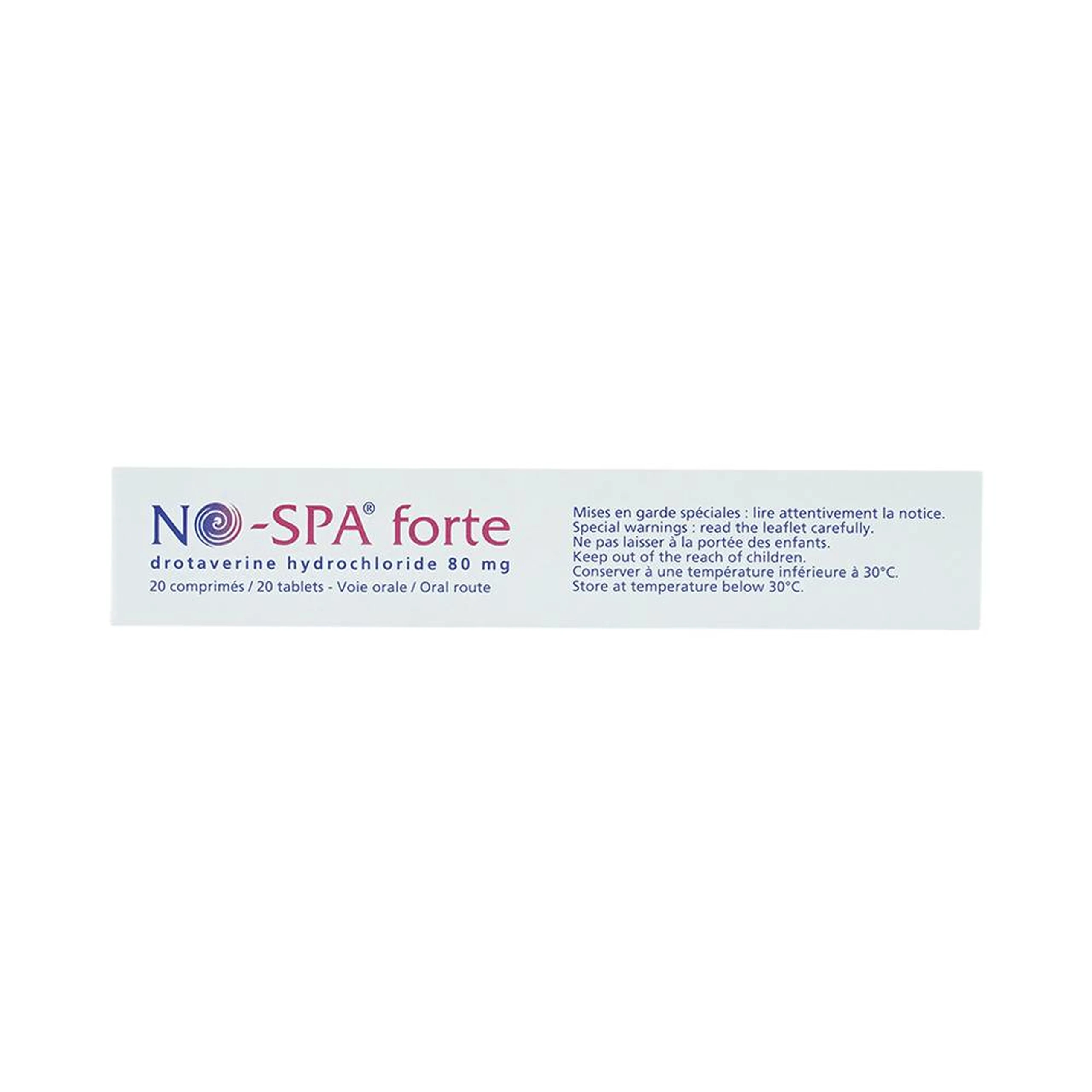 Thuốc No-Spa Forte 80mg Sanofi điều trị co thắt cơ trơn, sỏi túi mật, sỏi ống mật (2 vỉ x 10 viên)