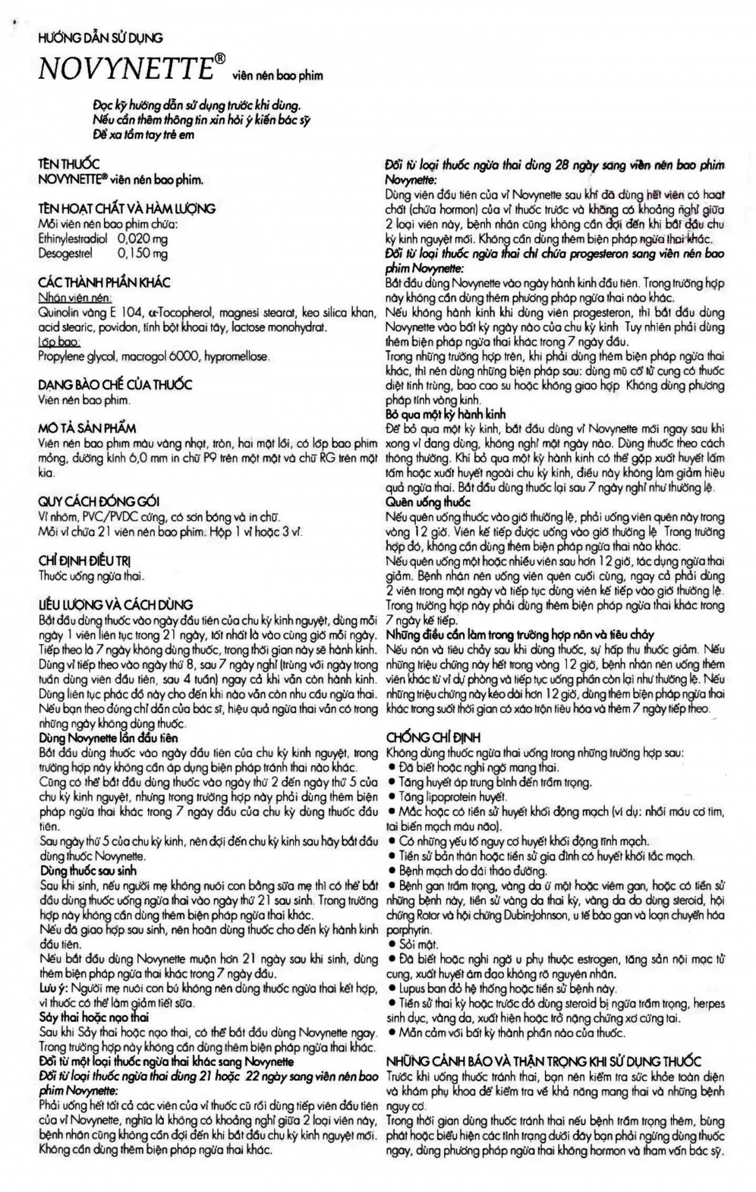 Thuốc Novynette Gedeon dùng ngừa thai (1 vỉ x 21 viên)