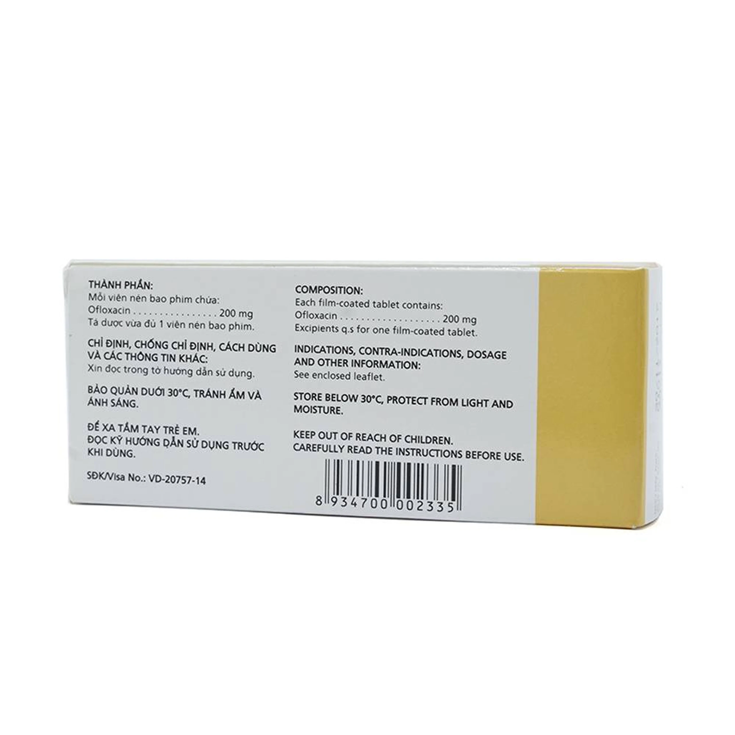 Thuốc Ofloxacin 200mg Imexpharm điều trị nhiễm khuẩn (2 vỉ x 10 viên)