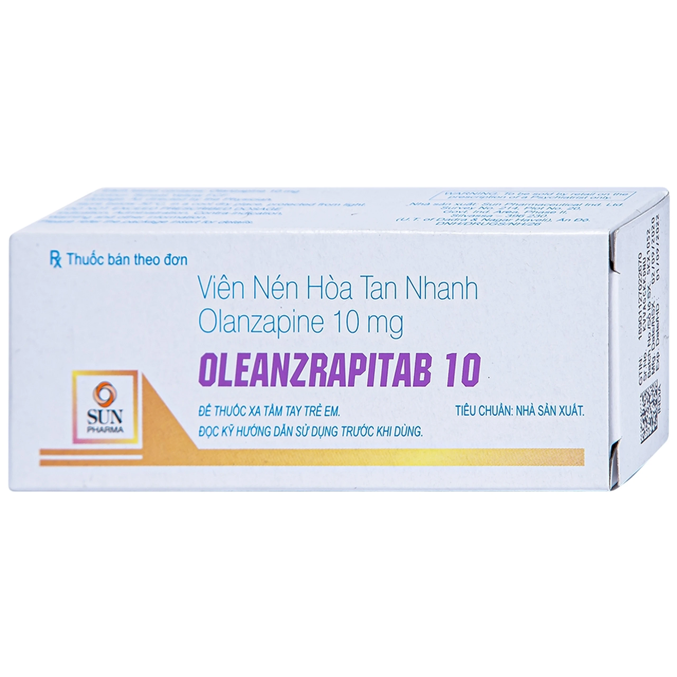 Viên nén Oleanzrapitab 10 Sun Pharma điều trị tâm thần phân liệt (5 vỉ x 10 viên)