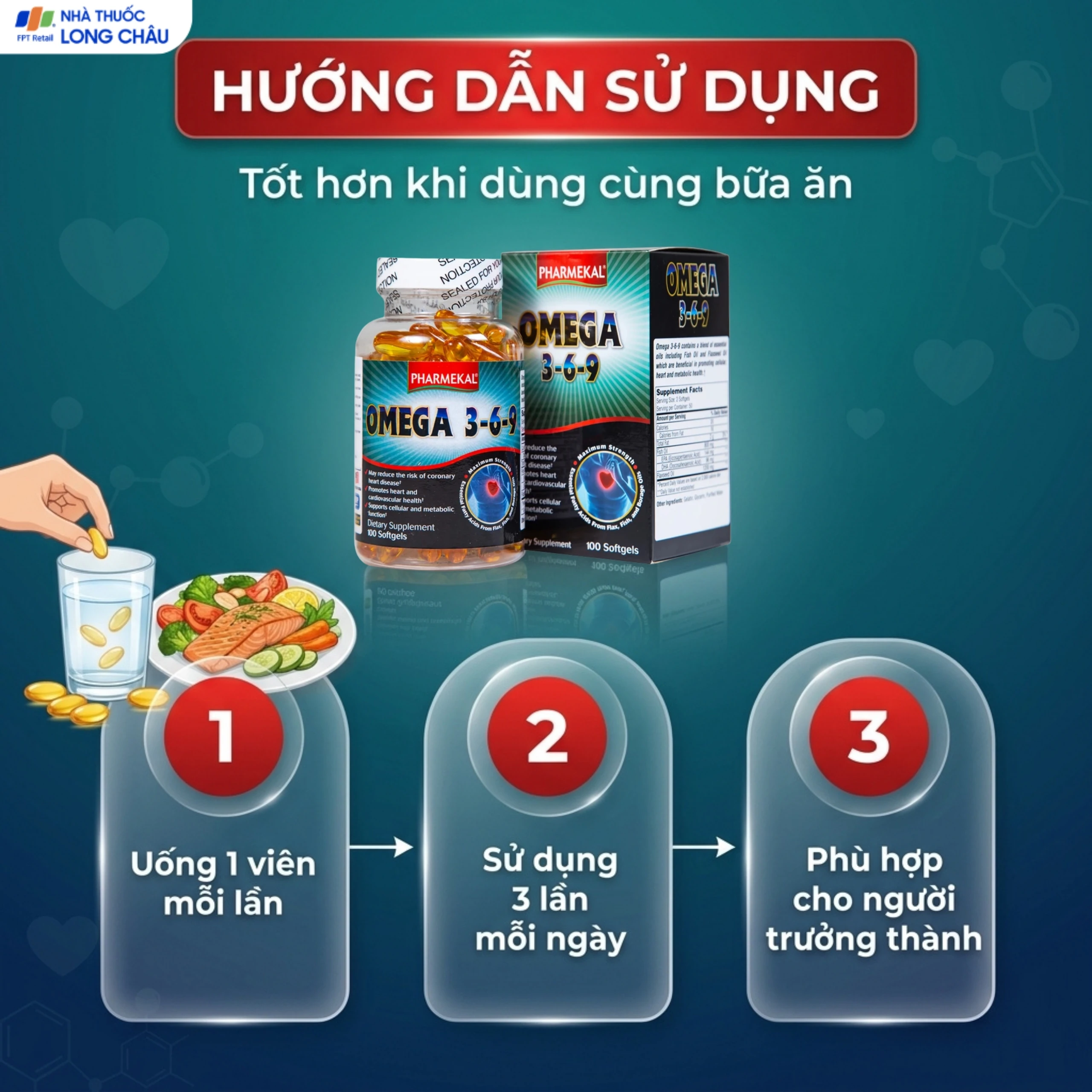 Viên uống hỗ trợ tim mạch, giảm nguy cơ xơ vữa động mạch Omega 3-6-9 Pharmekal (100 viên) 5