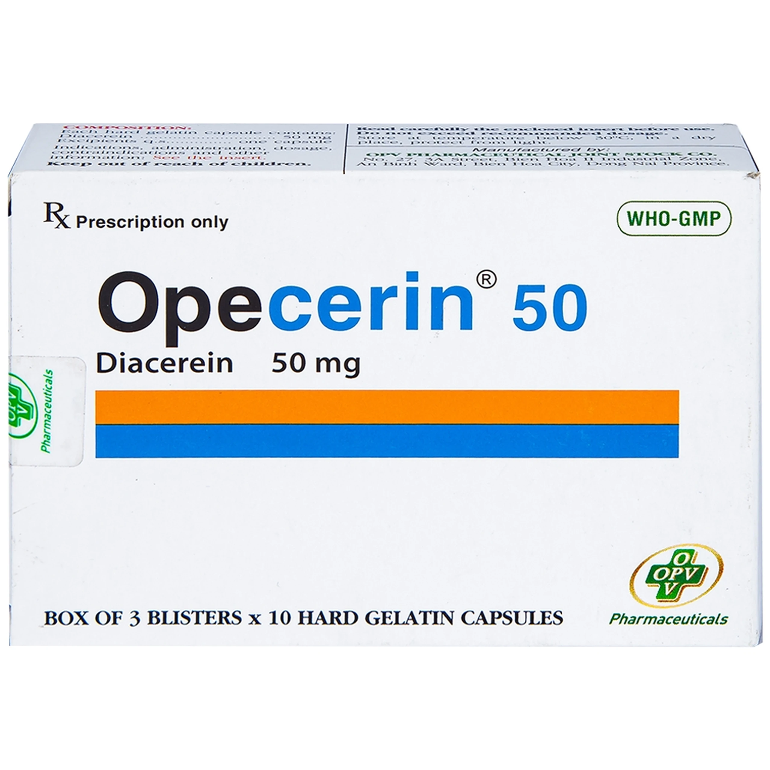 Thuốc Opecerin 50mg OPV điều trị thoái hóa khớp hông, gối (3 vỉ x 10 viên)