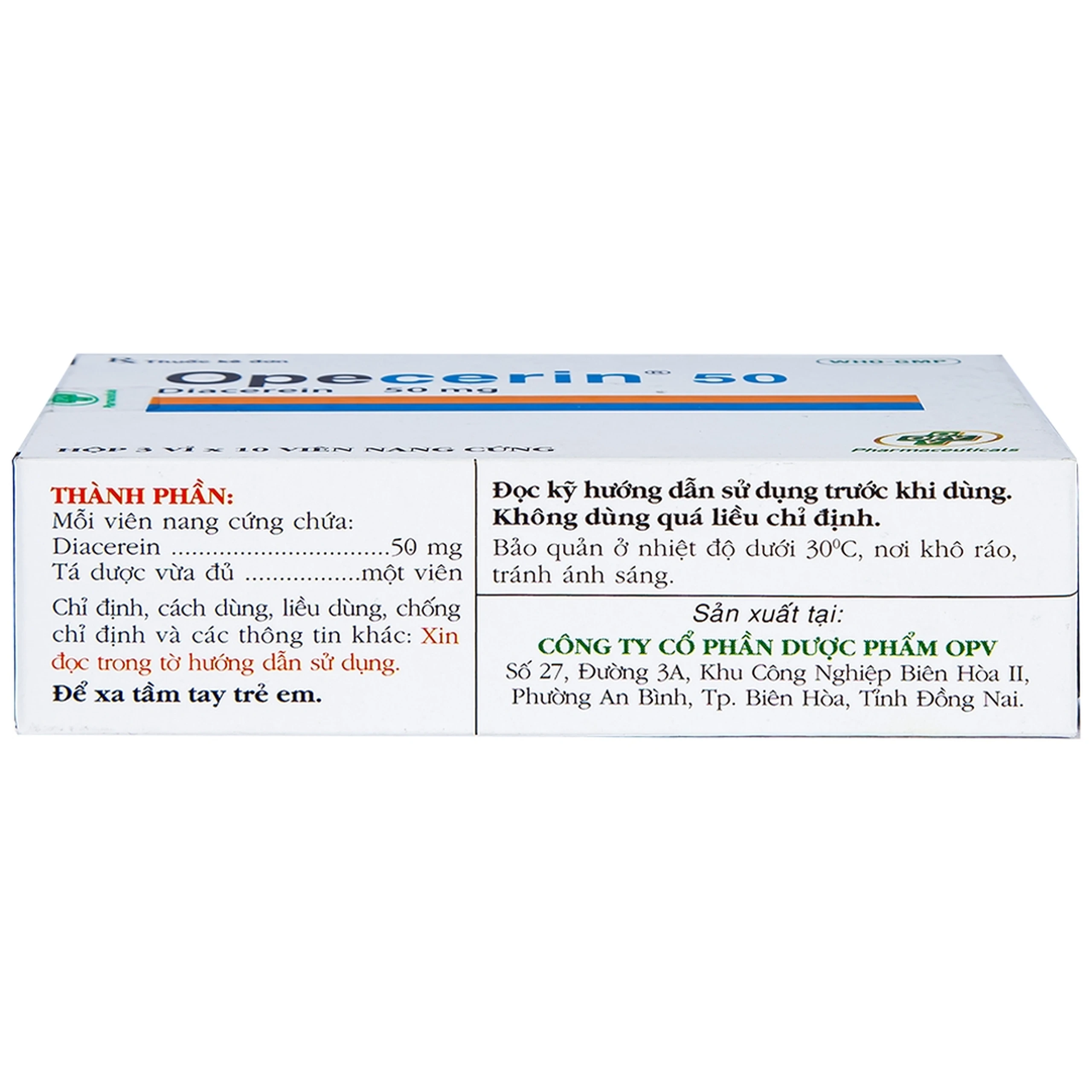 Thuốc Opecerin 50mg OPV điều trị thoái hóa khớp hông, gối (3 vỉ x 10 viên)