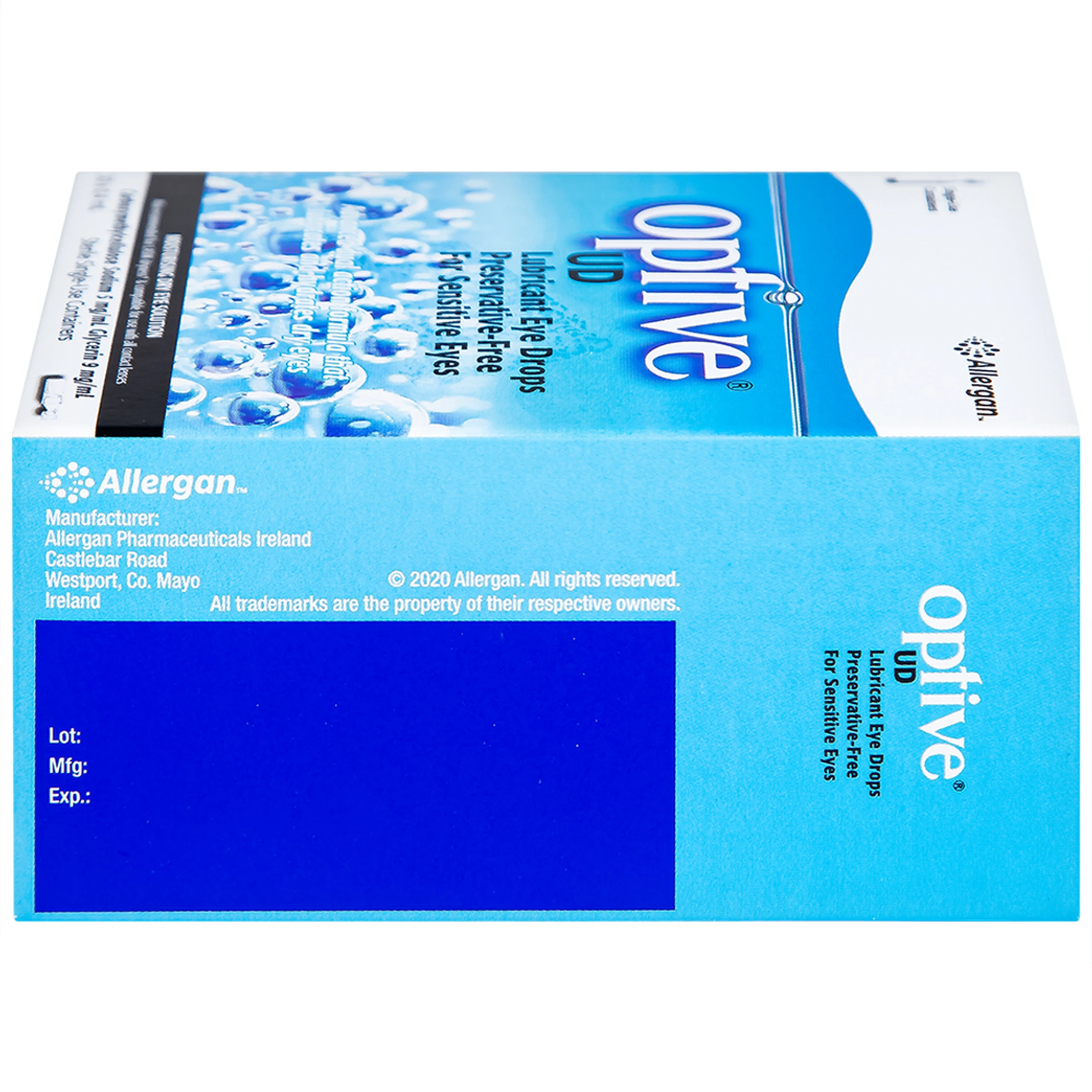 Thuốc nhỏ mắt Optive UD Allergan làm trơn mắt, giảm triệu chứng khô mắt (30 ống x 0.4ml)