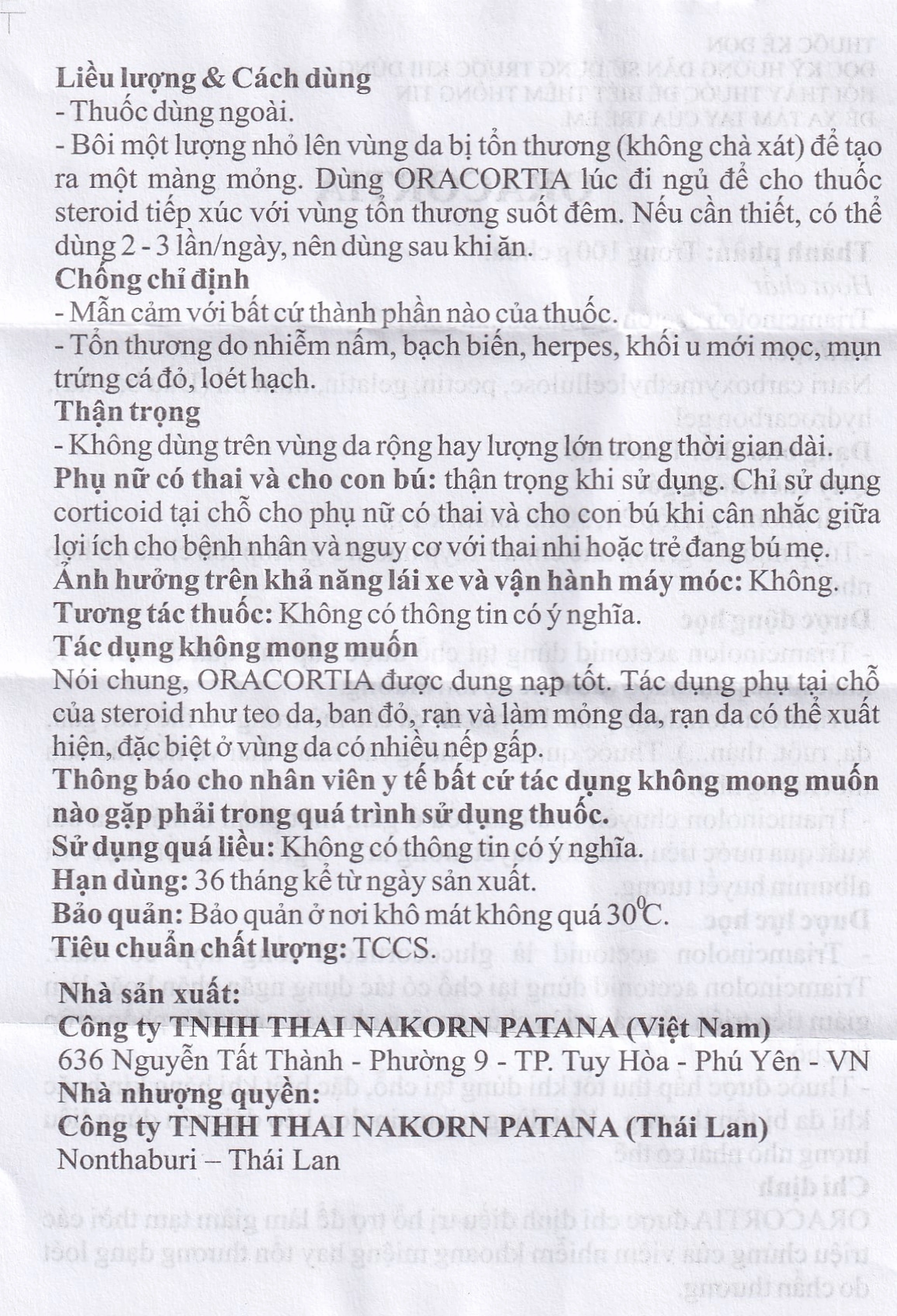 Thuốc mỡ Oracortia 0.1% Thai Nakorn Patana hỗ trợ điều trị viêm nhiễm khoang miệng (50 gói x 1g)