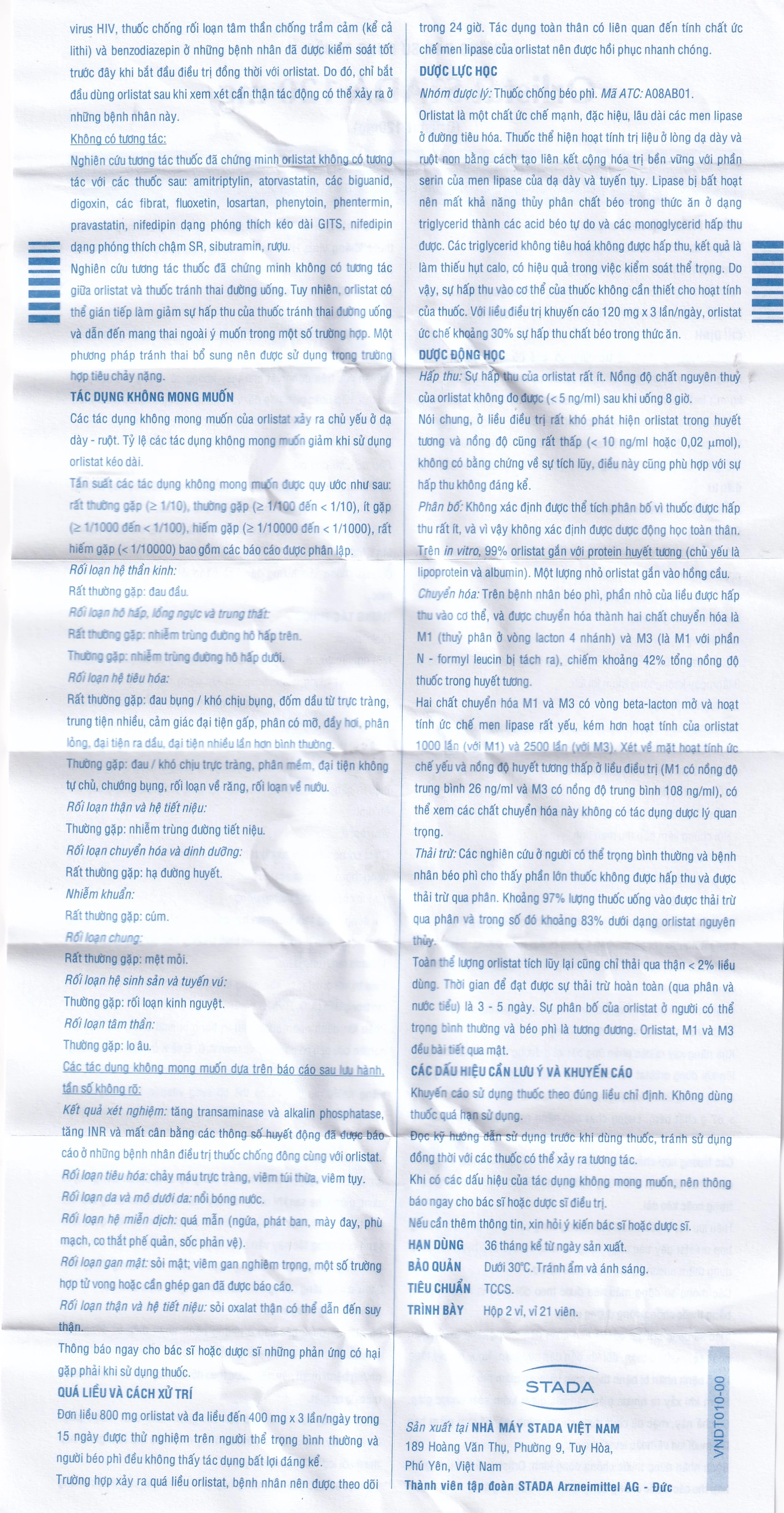Thuốc Orlistat Stada 120mg hỗ trợ giảm nhẹ calo cho bệnh béo phì (2 vỉ x 21 viên)
