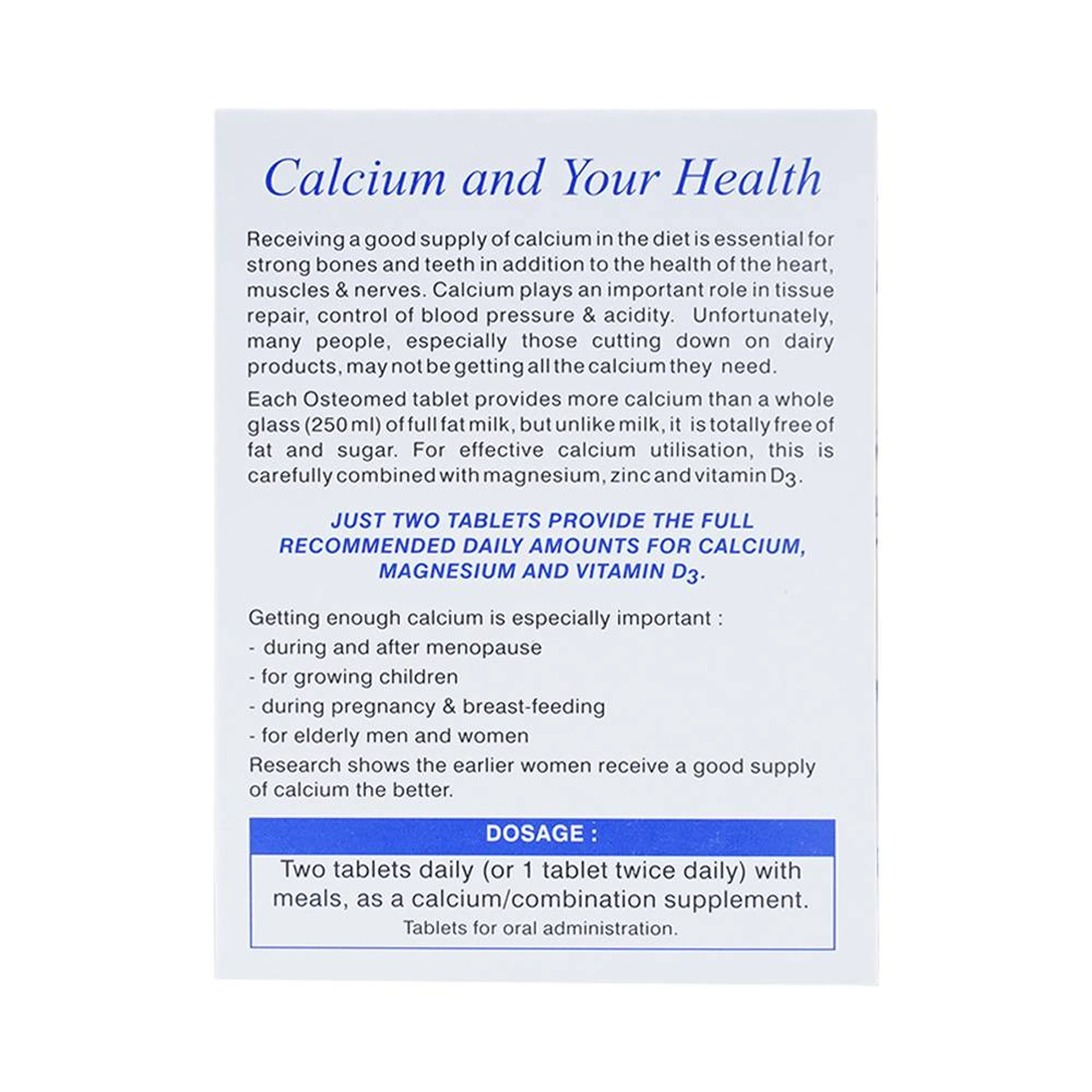 Viên nén Osteomed Meyer bổ sung canxi, Magne, kẽm, vitamin D3 và khoáng chất (2 vỉ x 15 viên)