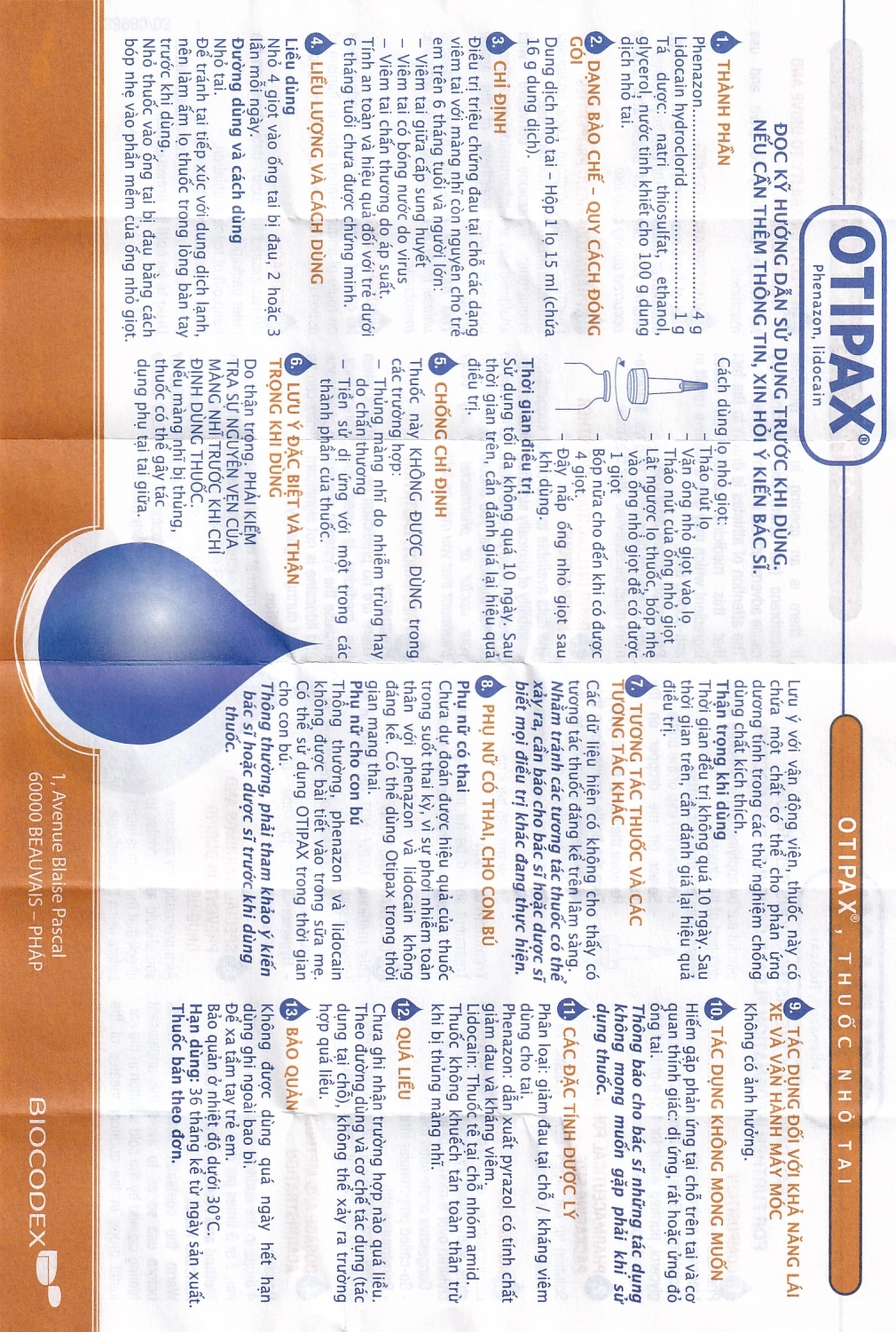 Thuốc nhỏ tai Otipax Biocodex điều trị đau do viêm tai (15ml)