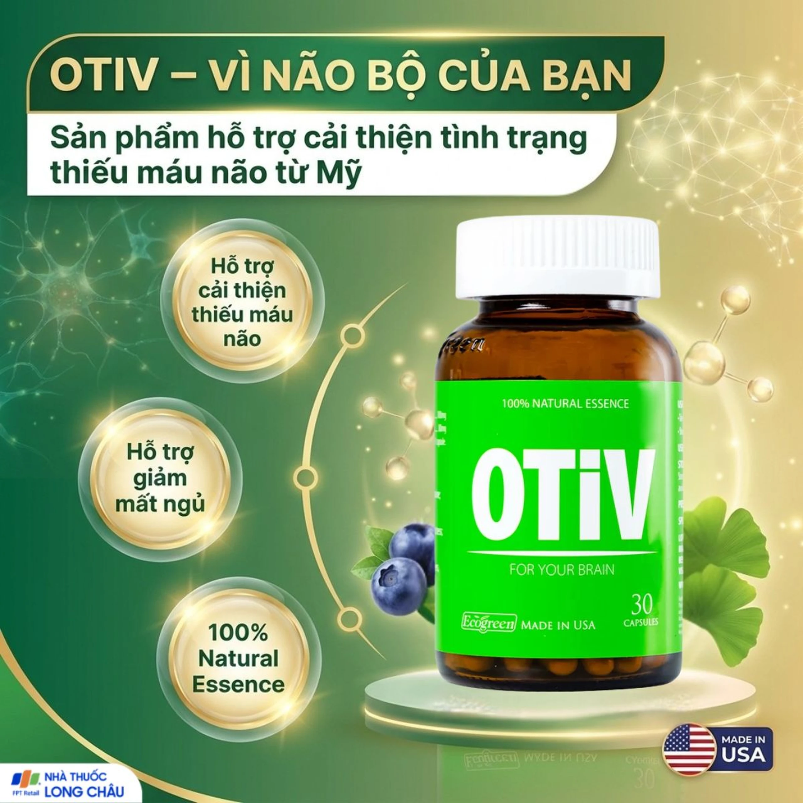 Viên uống giúp tăng cường dưỡng chất cho não Ecogreen OTiV (30 viên) 2