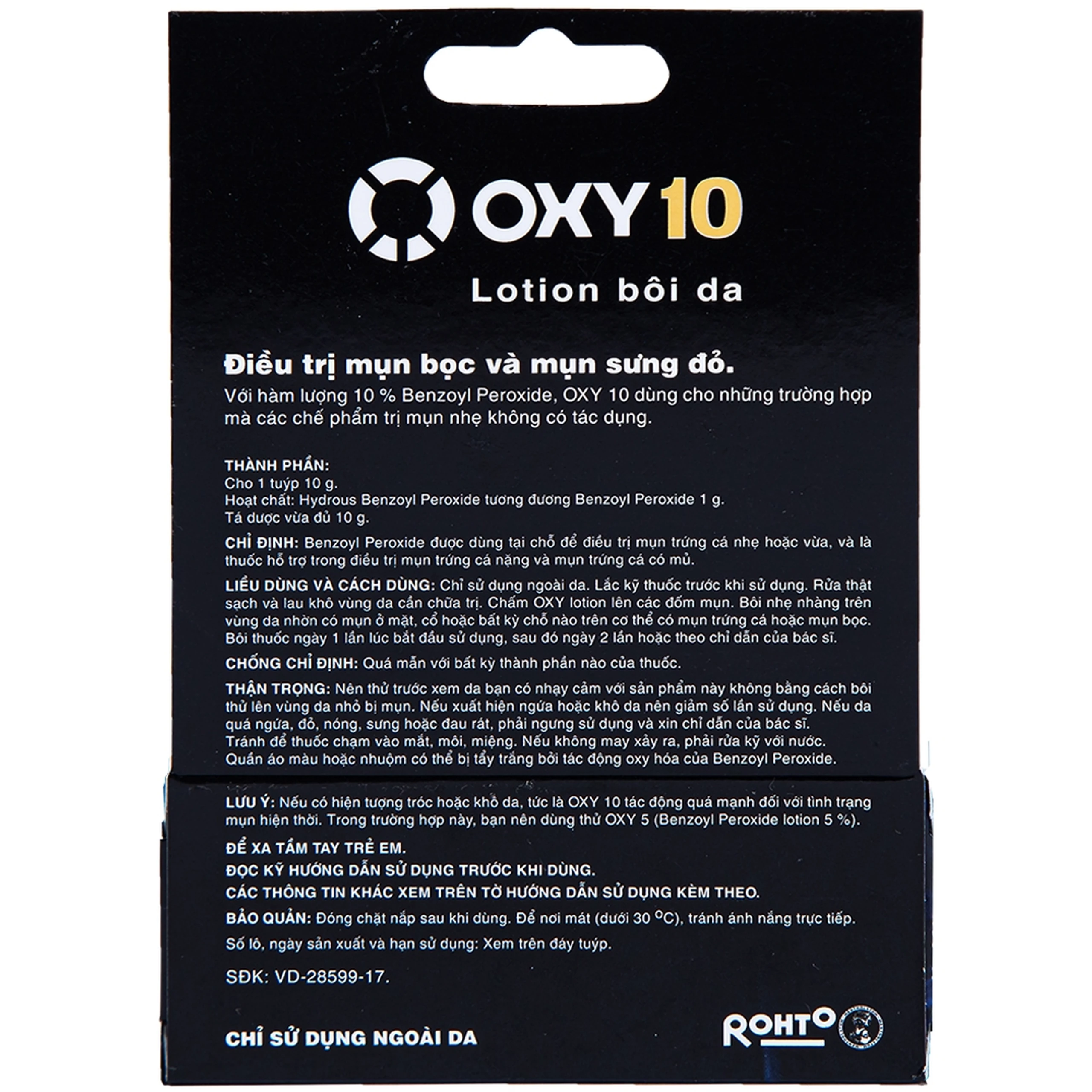 Lotion bôi da Oxy10 Rohto điều trị mụn bọc và mụn sưng đỏ (10g)