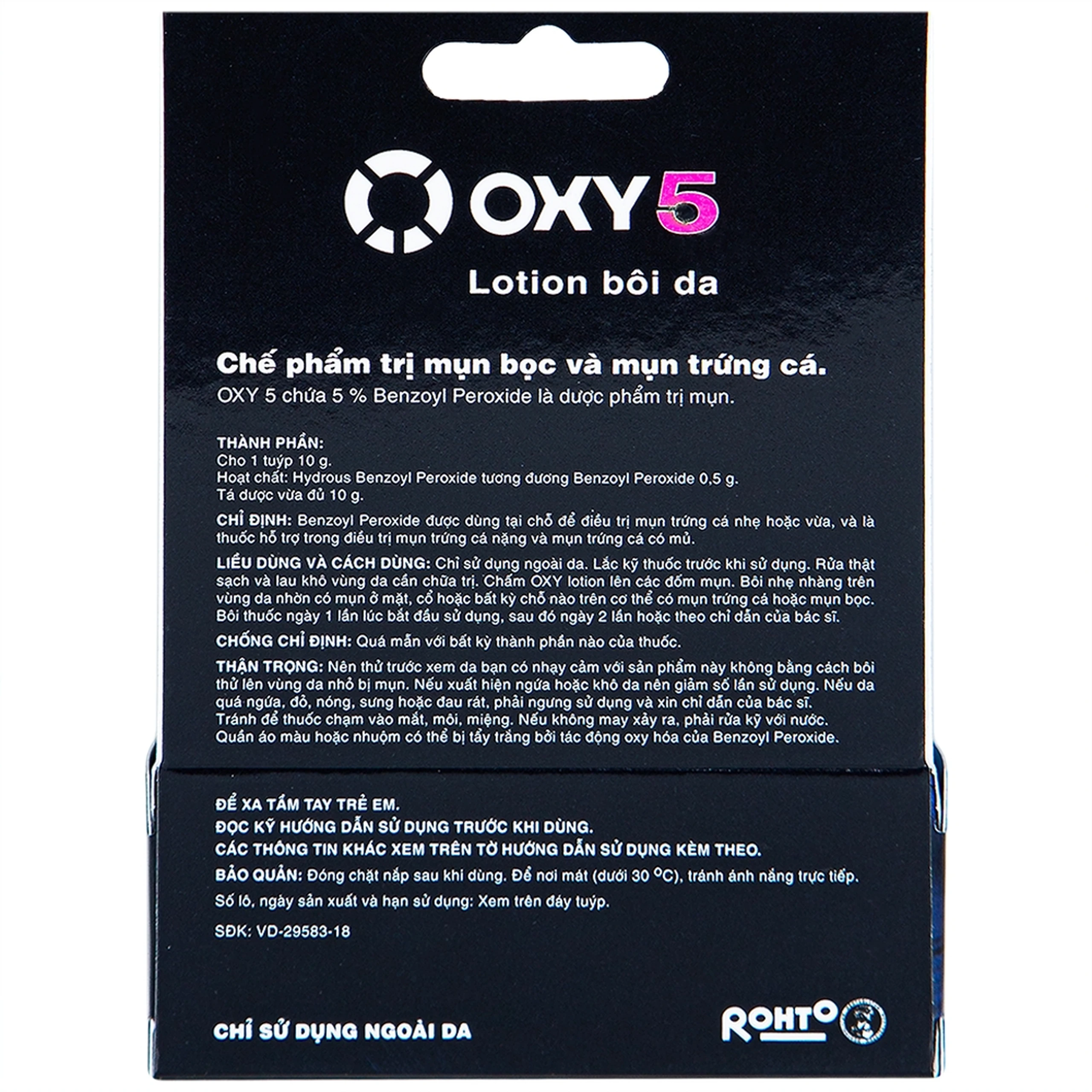 Lotion bôi da Oxy5 Rohto điều trị mụn bọc và mụn trứng cá (10g)